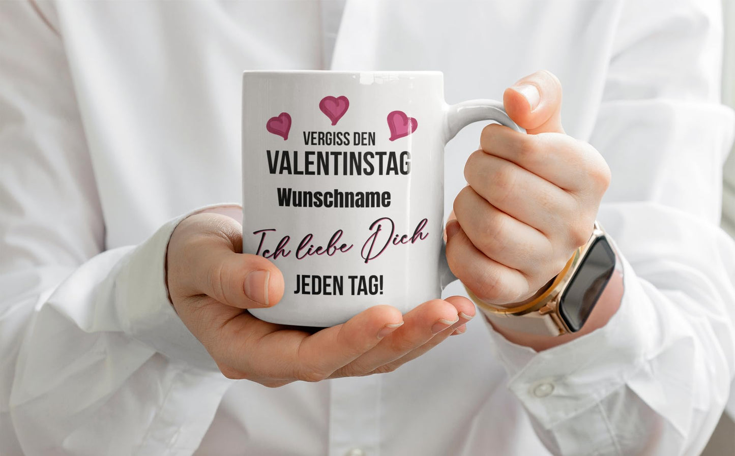 Tasse personalisiert mit Namen, Vergiss den Valentinstag Wunschname ich liebe dich jeden Tag, Valentinstagsgeschenk für Sie und Ihn, Kaffeetasse, Keramiktasse
