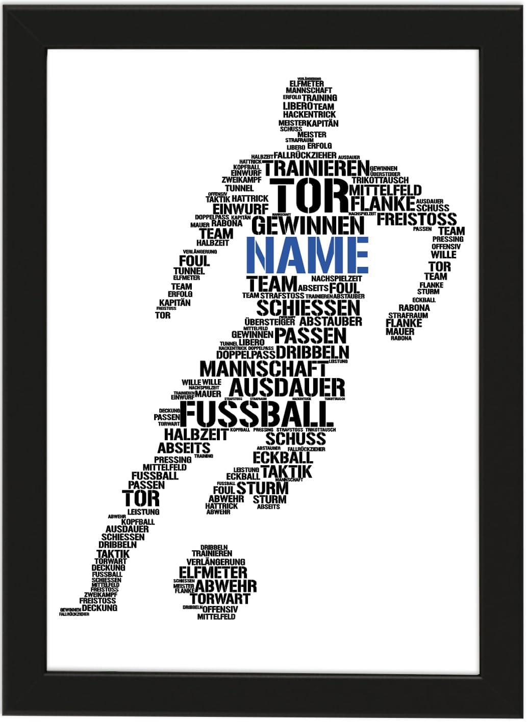 Personalisierbarer Fußballspieler Premiumleinwand, Fussball Leinwand personalisiert, Word Art, Geburtstagsgeschenk für Fußballer