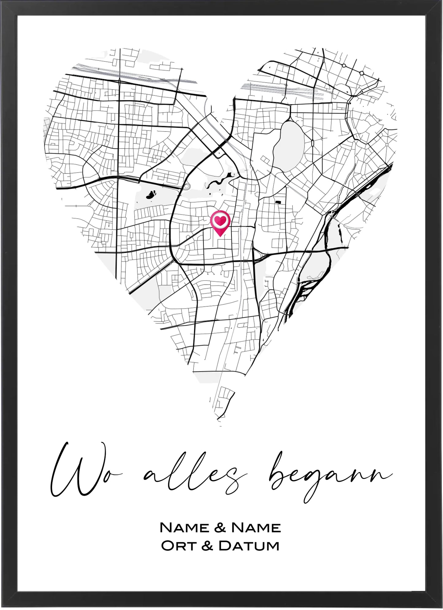 Wo alles begann Poster zum personalisieren, Landkarte personalisiert