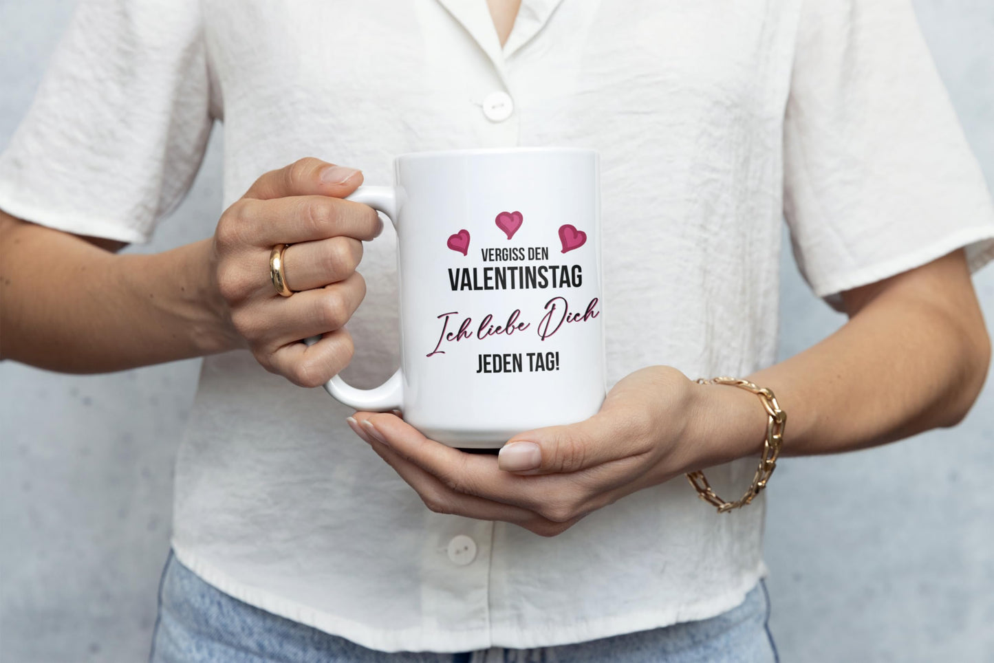 Tasse personalisiert mit Namen, Vergiss den Valentinstag Wunschname ich liebe dich jeden Tag, Valentinstagsgeschenk für Sie und Ihn, Kaffeetasse, Keramiktasse