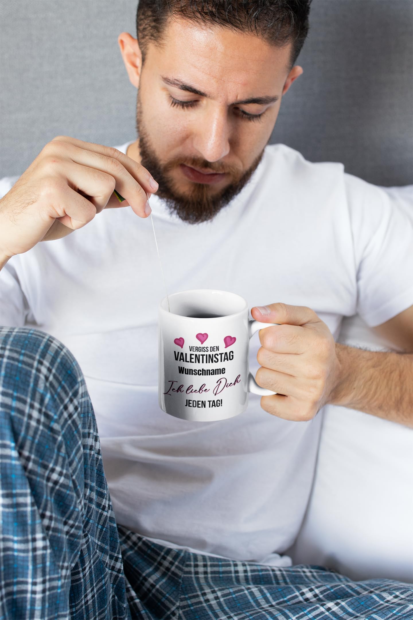 Tasse personalisiert mit Namen, Vergiss den Valentinstag Wunschname ich liebe dich jeden Tag, Valentinstagsgeschenk für Sie und Ihn, Kaffeetasse, Keramiktasse