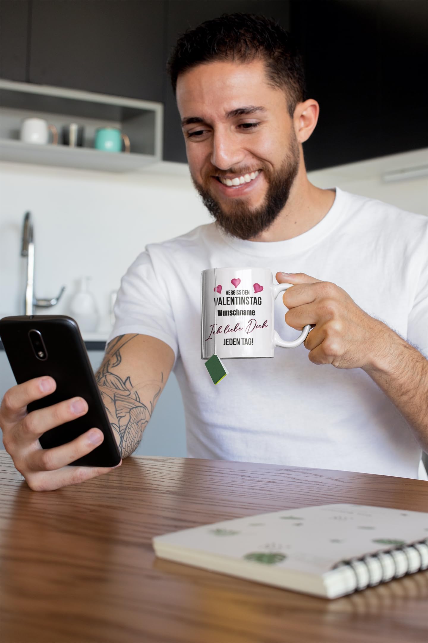Tasse personalisiert mit Namen, Vergiss den Valentinstag Wunschname ich liebe dich jeden Tag, Valentinstagsgeschenk für Sie und Ihn, Kaffeetasse, Keramiktasse