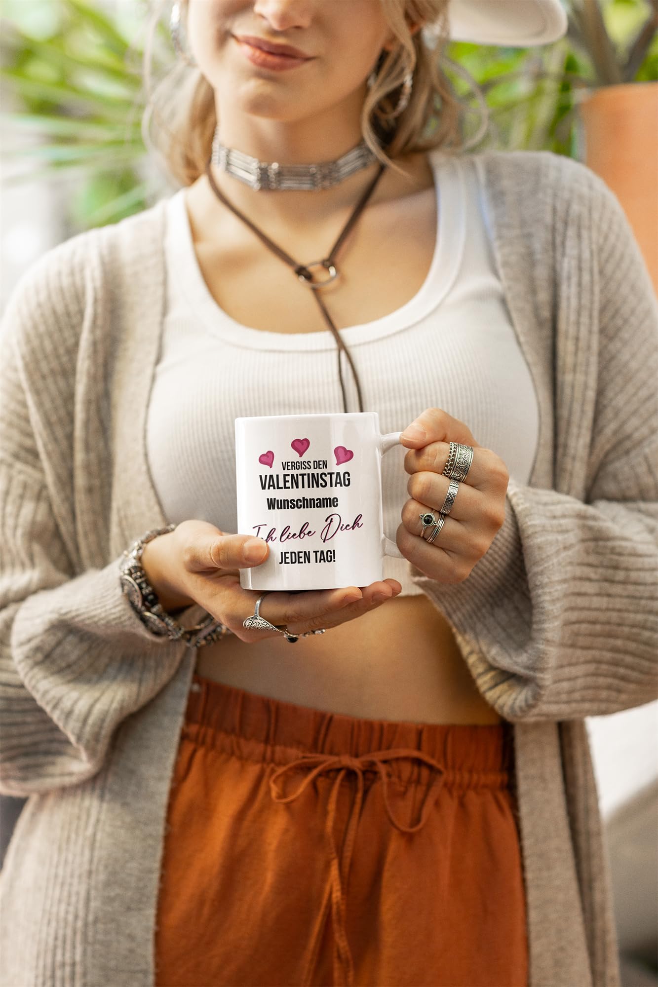 Tasse personalisiert mit Namen, Vergiss den Valentinstag Wunschname ich liebe dich jeden Tag, Valentinstagsgeschenk für Sie und Ihn, Kaffeetasse, Keramiktasse