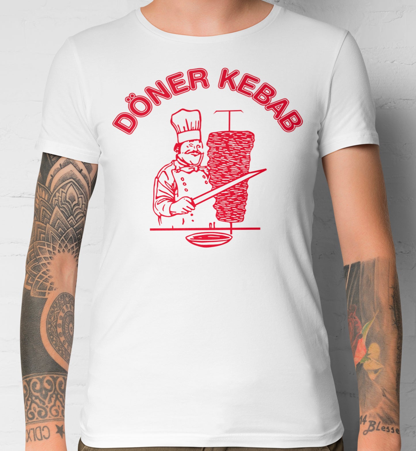 Döner Kebab T-Shirt, Weißes Herren Shirt, Döner Tshirt, Döner Kebab Logo Dönermann Dönerspieß Herren Tshirt