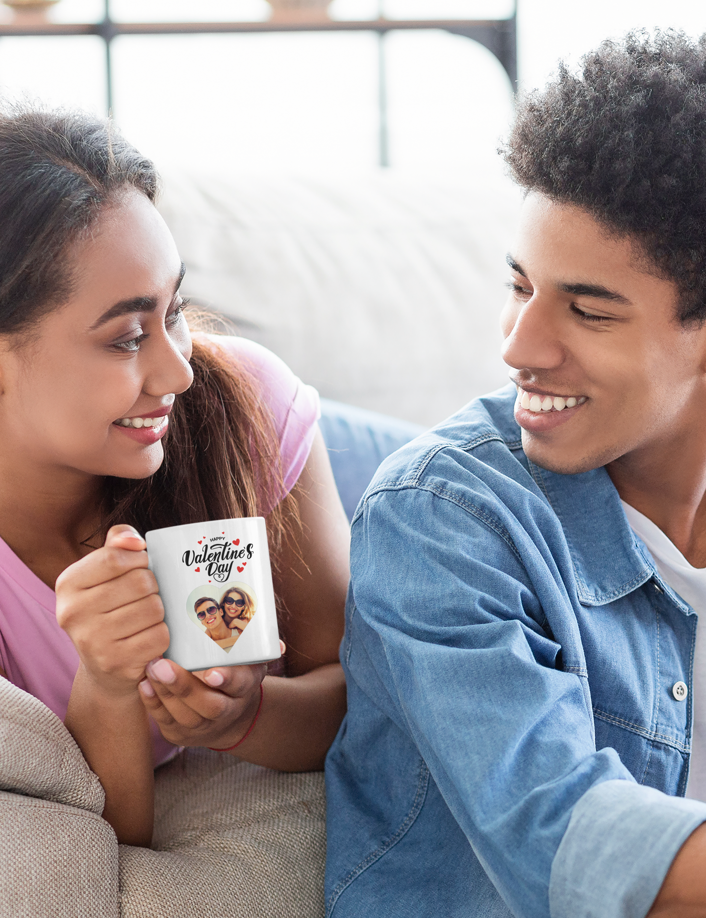 Valentinstag Tasse personalisiert mit Foto, Happy Valentine's day, Paar, Liebe Partner Partnerin Ehemann Ehefrau Freund Freundin