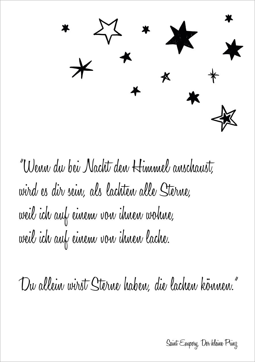 PICSonPAPER Leiwnandbild 30 cm breit x 40 cm hoch Wenn Du bei Nacht den Himmel anschaust, Trauer, Beerdigung, Beileid, Leinwand, Typographie, Poster Trauer Leinwandbild Trauer
