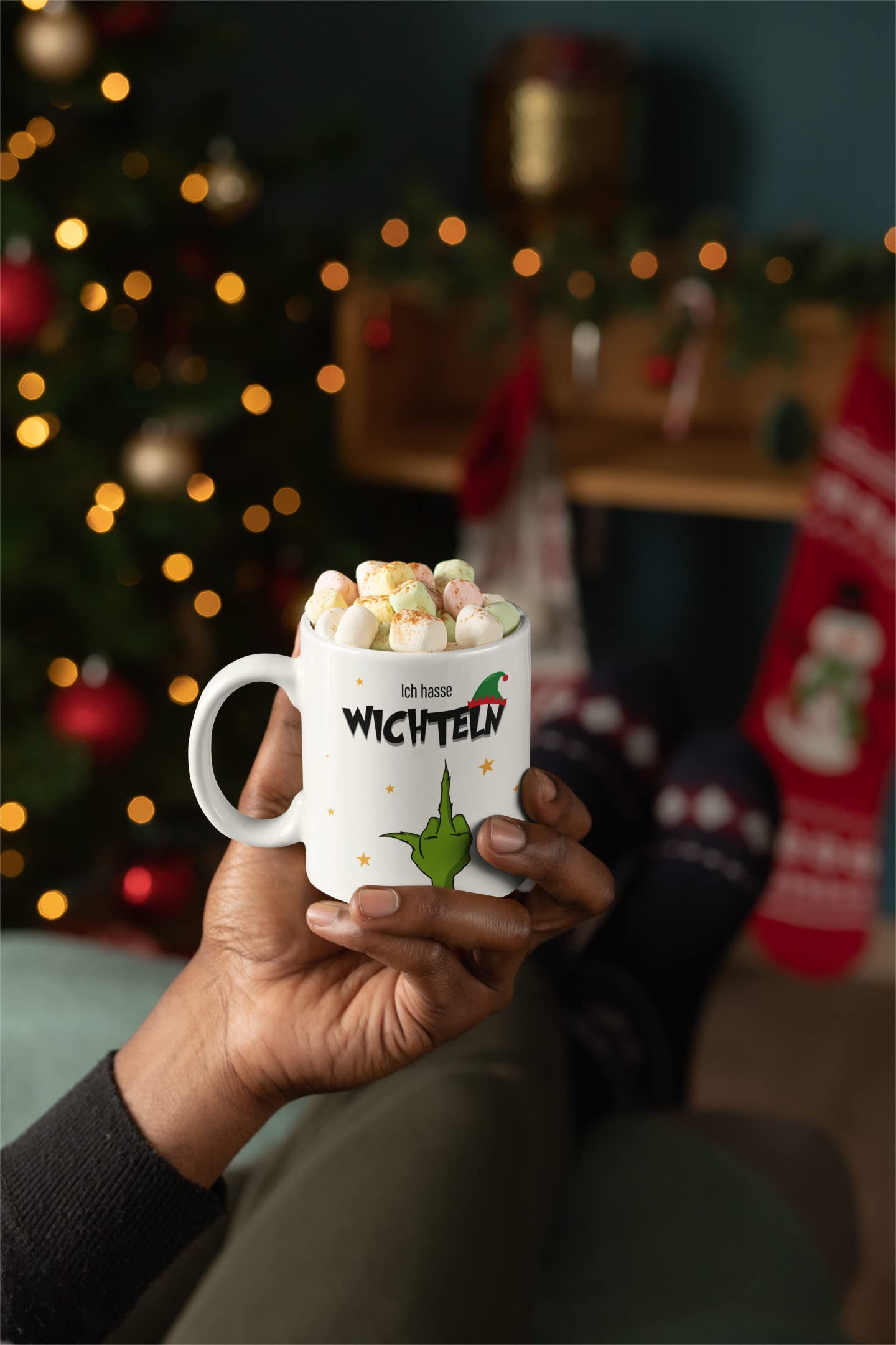 Wichtelgeschenk Tasse mit Spruch Ich hasse Wichteln, Weihnachtsfeier Weihnachten Geschenk Kollegen