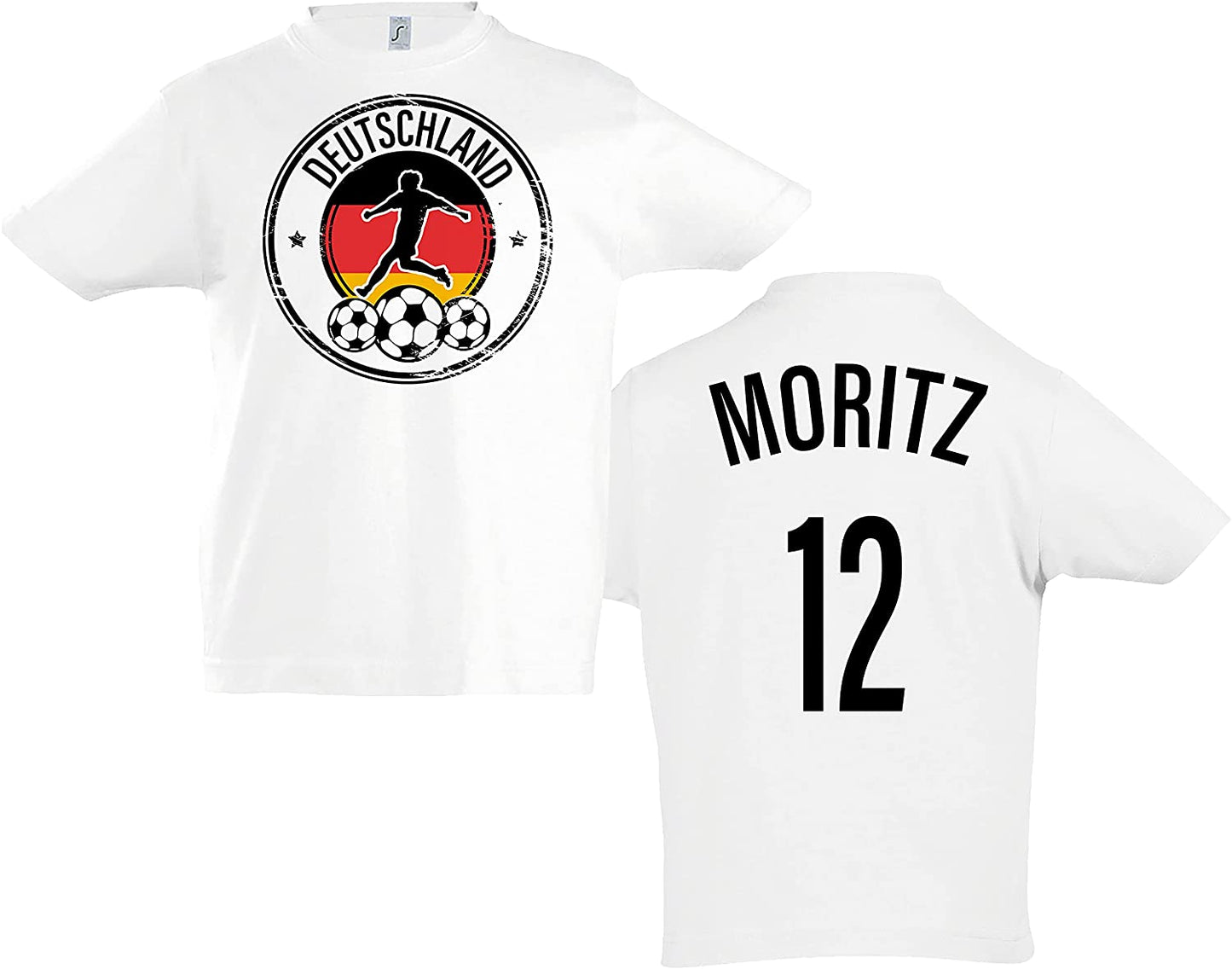 Personalisierbares Kinder T-Shirt Fußball Trikot WM EM Deutschland Trikot, Fussball T Shirt Name und Rückennummer frei wählbar, Turnier