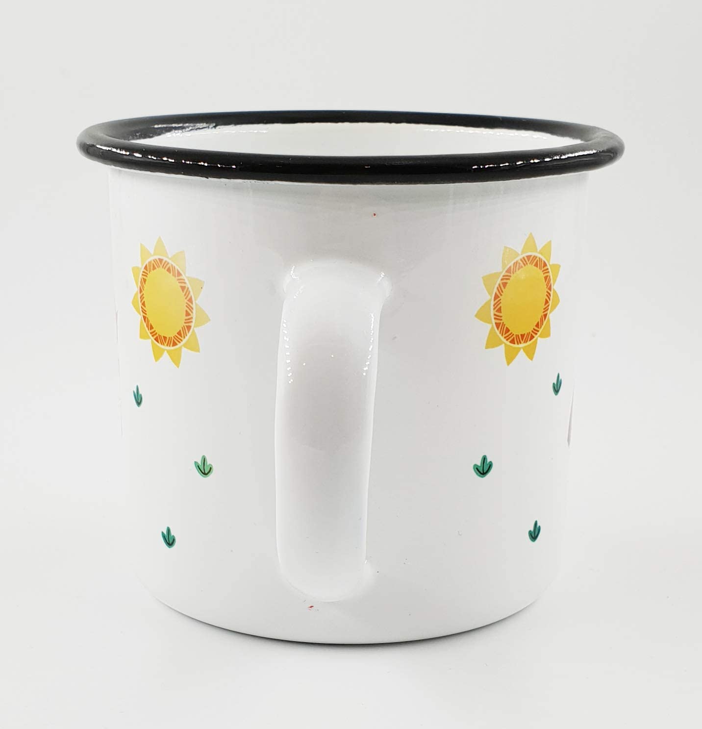 PICSonPAPER Personalisierbare Emaille-Tasse mit süßer Bären-Indianer-Illustration, Geschenk, Edelstahl-Becher, Metall-Tasse