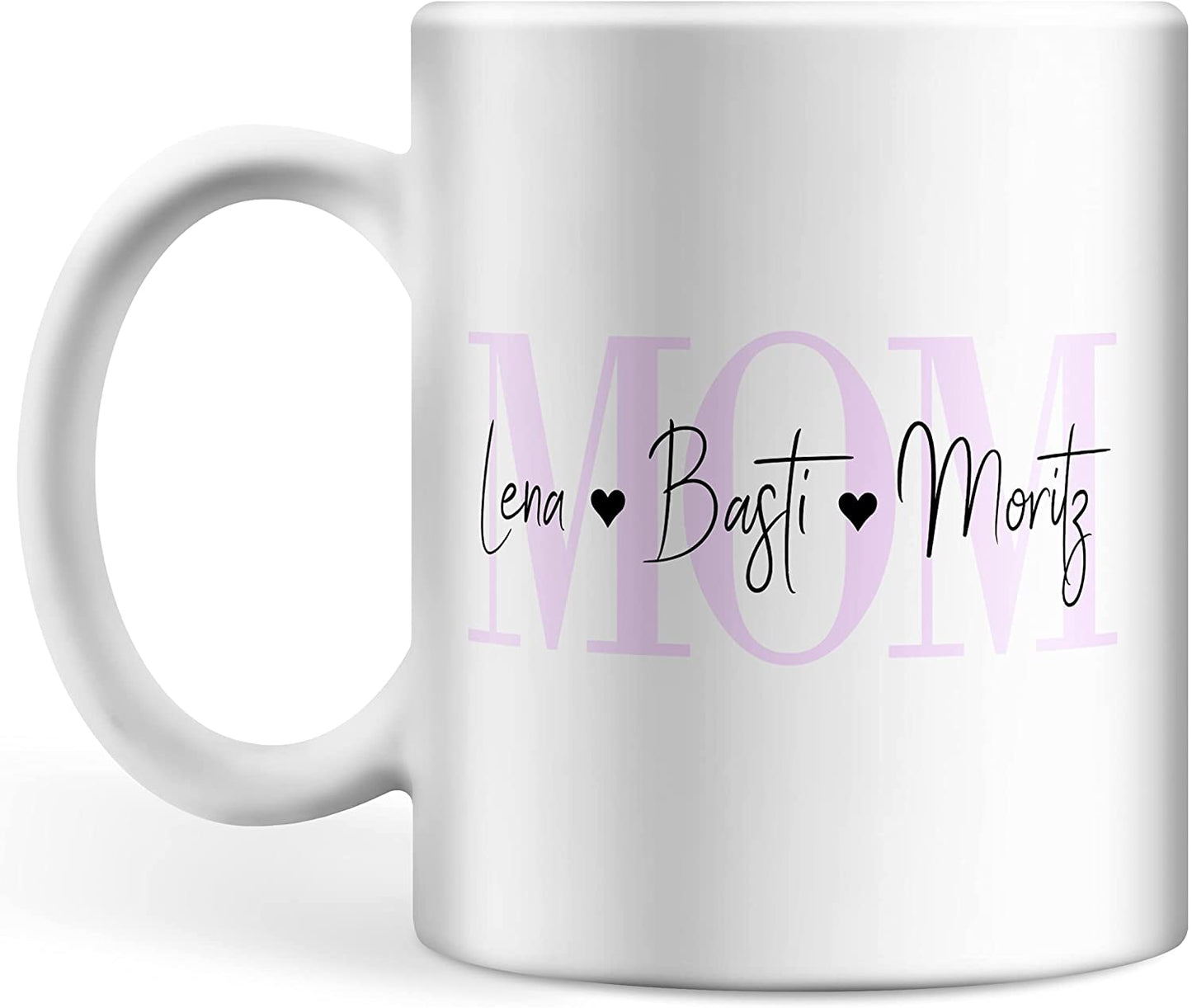MOM Tasse personalisiert mit Namen des Kindes oder der Kinder, personalisierte Kaffeetasse mit Wunsch-Name, Geschenk für Mütter, Muttertagsgeschenk