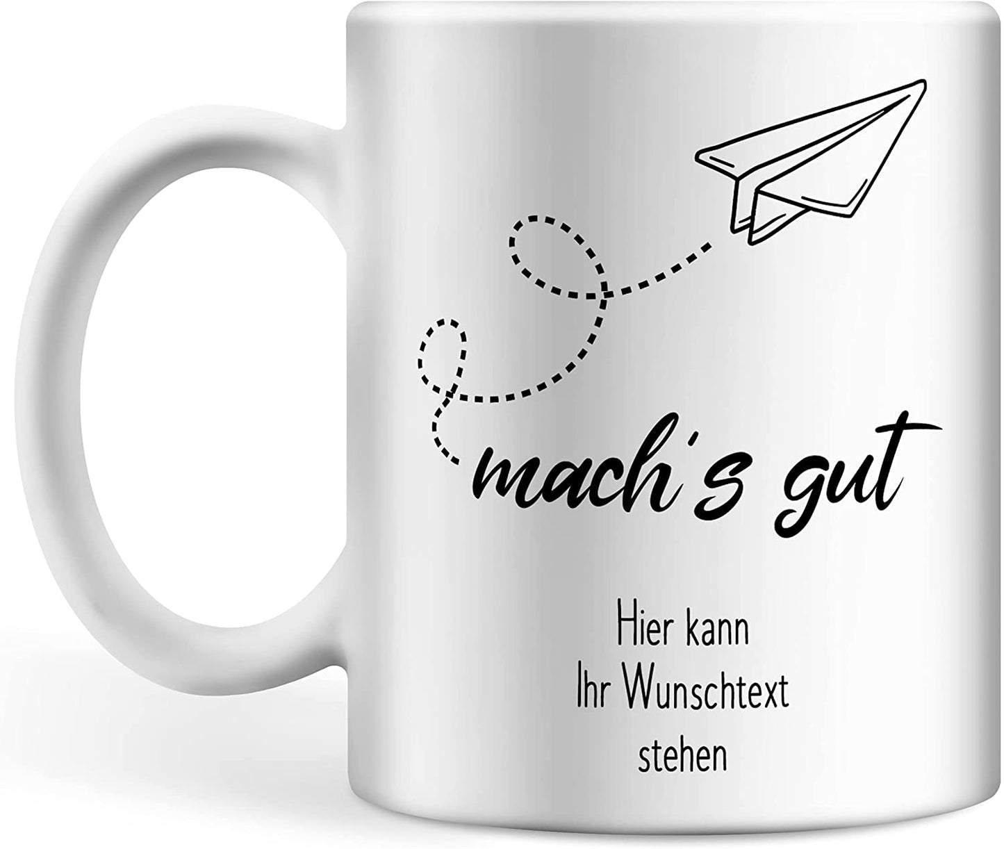 Abschied Tasse personalisiert mit eigenem Wunschtext, personalisierte Tasse mach's gut, Tasse Abschied Kollegin