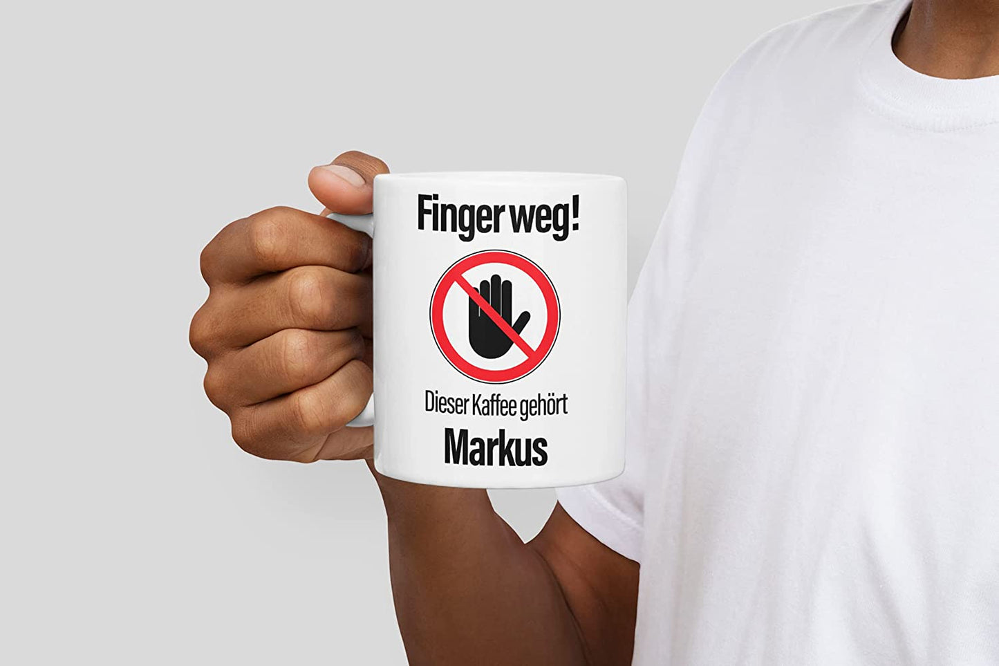 Tasse personalisiert mit Namen, Finger weg! Dieser Kaffee gehört Wunschnamen, personalisierte Kaffeetasse mit Wunsch-Name