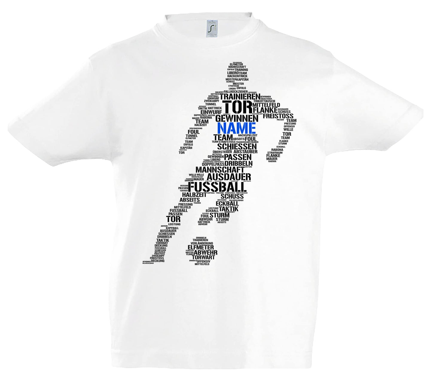 Personalisierbarer Fußballspieler, T-Shirt Fussball personalisiert, Word Art, Geburtstagsgeschenk für Fußballer