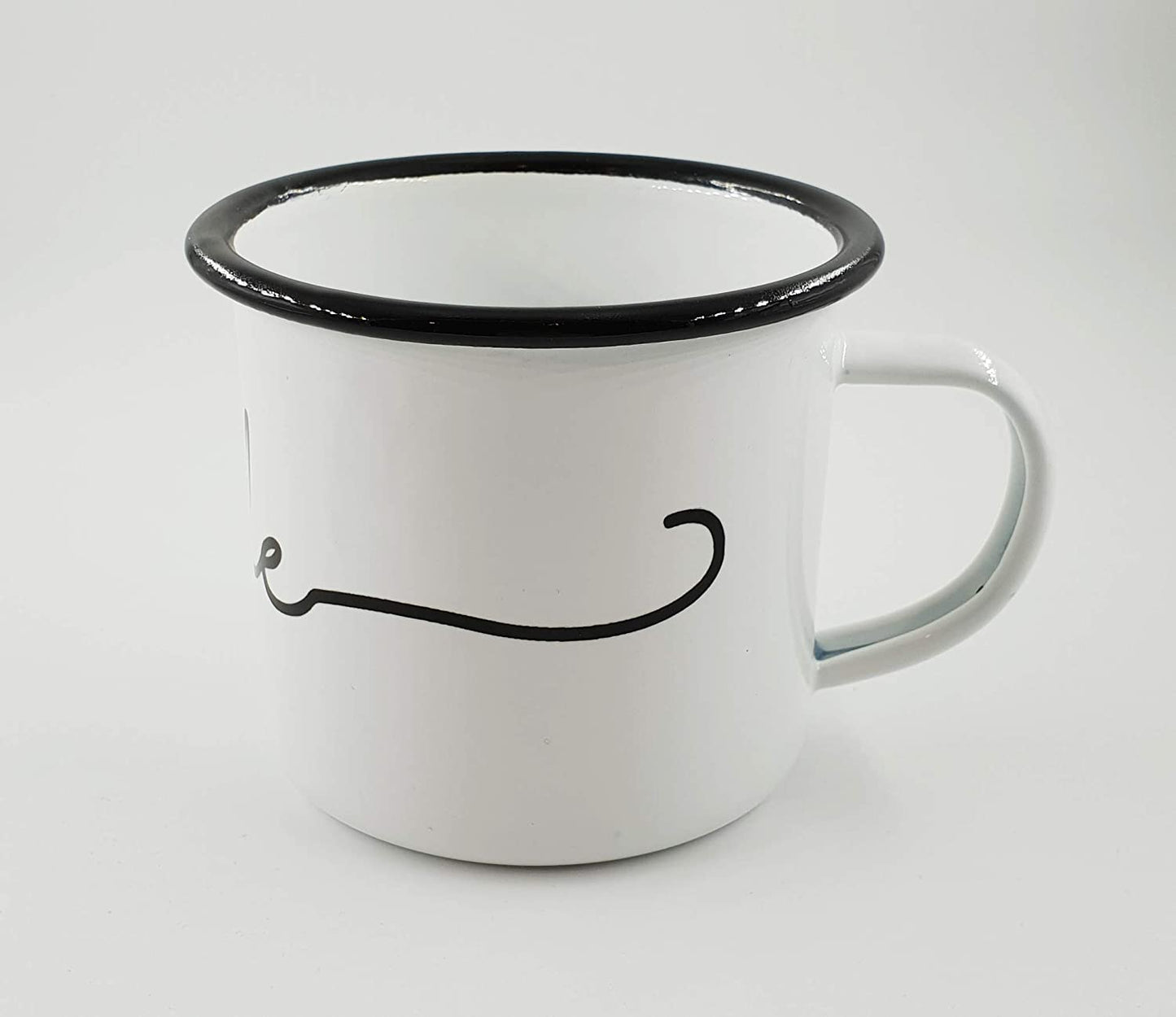 PICSonPAPER Emaille-Tasse mit Spruch Smile, Geschenk, Edelstahl-Becher, Metall-Tasse, Campingbecher, Kaffeetasse