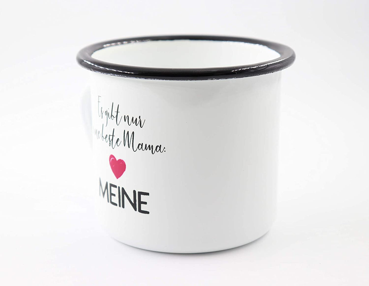 PICSonPAPER Emaille Tasse mit Spruch Es gibt nur eine Beste Mama: Meine, Geschenk, Edelstahl-Becher, Metall-Tasse, Muttertagsgeschenk