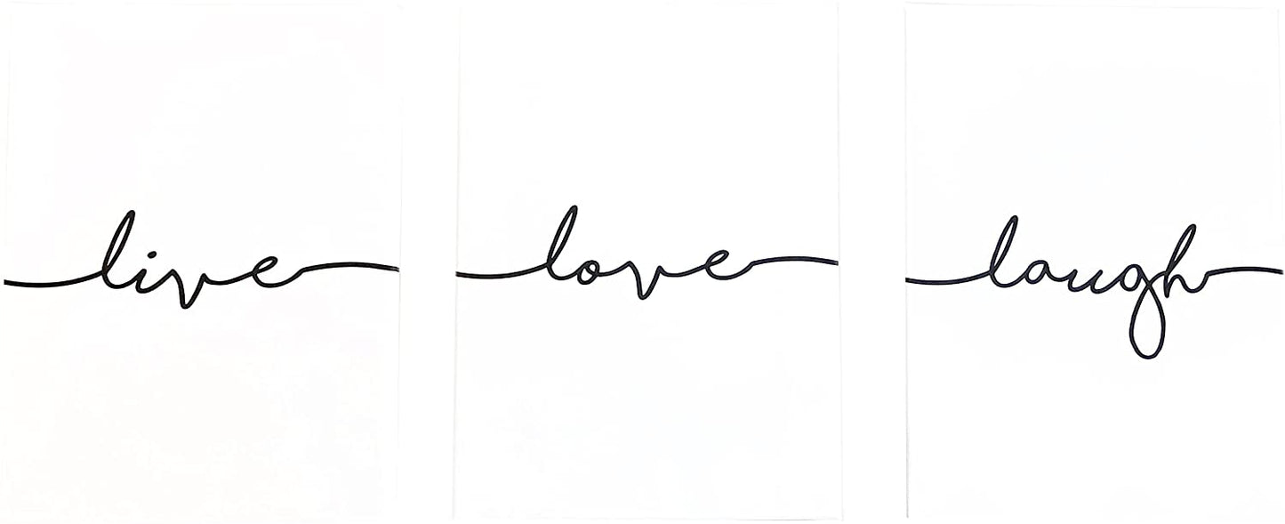 PICSonPAPER Leinwandbilder 3er-Set live, Love, Laugh, je 40 cm x 60 cm, Dekoration, Kunstdruck, Wandbild, Typographie, Geschenk