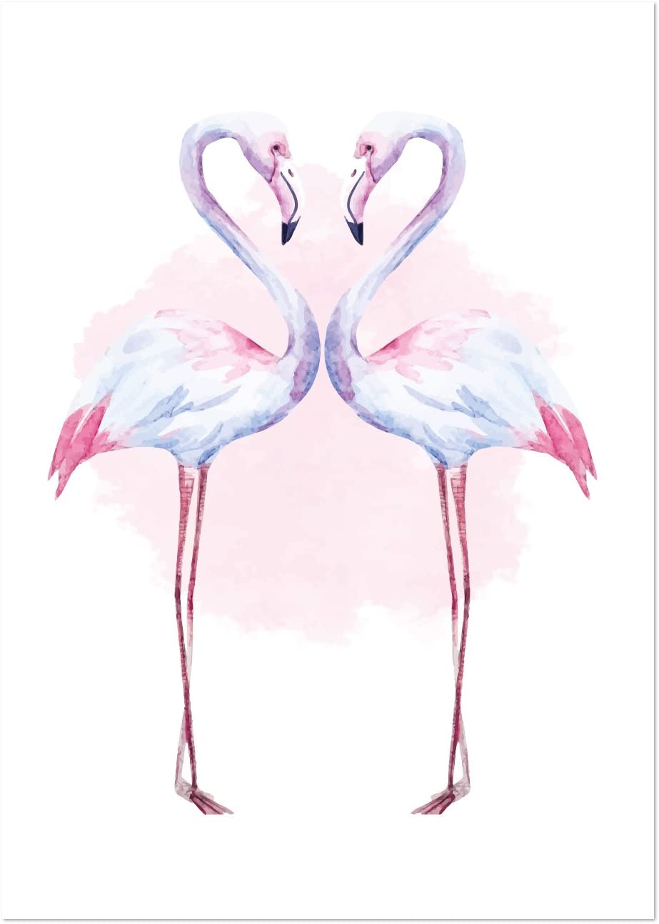 Kunstdruck "FLAMINGO-PAAR", ungerahmt, Geschenk, Poster, Geschenkidee, Geburtstagsgeschenk, Wandbild