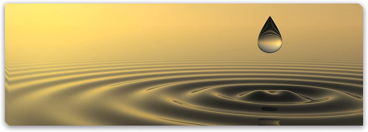 PICSonPAPER Leinwandbild Panorama Zen Tropfen, 90 cm x 30 cm, Dekoration, Kunstdruck, Wandbild, Geschenk, Leinwand Zen, Yoga, Entspannung (Zen)
