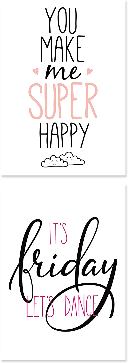 20 Typographie-Postkarten-Set, 10 Motive mit jeweils 2 Karten, Spruchkarten, Sprüche-Postkarten (Set 1)