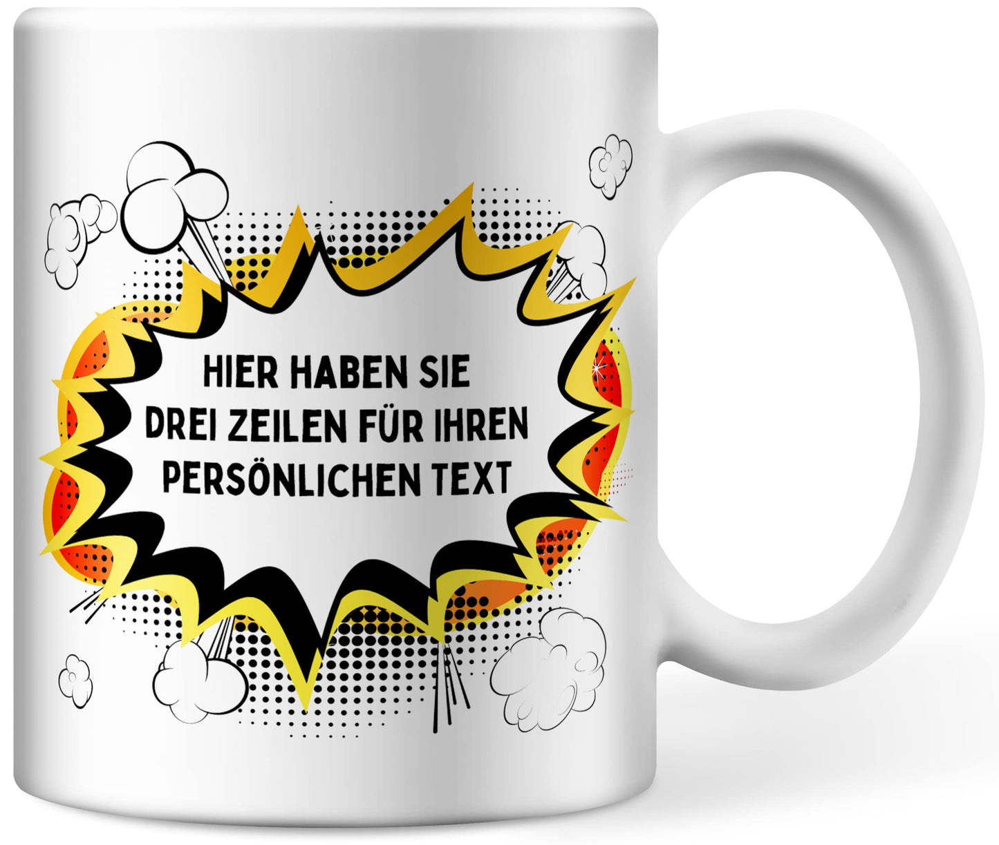 Tasse personalisiert mit Foto und Text, Superhelden Tasse mit Ihrem Wunsch-Gesicht und dreizeiligem Wunschtext