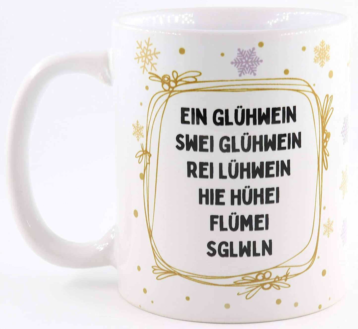 Glühwein Tasse mit Spruch EIN Glühwein, Swei Glühwein, Rei Lühwein, HIE Hühei, Flümei, SSGLWLN, Glühweintasse