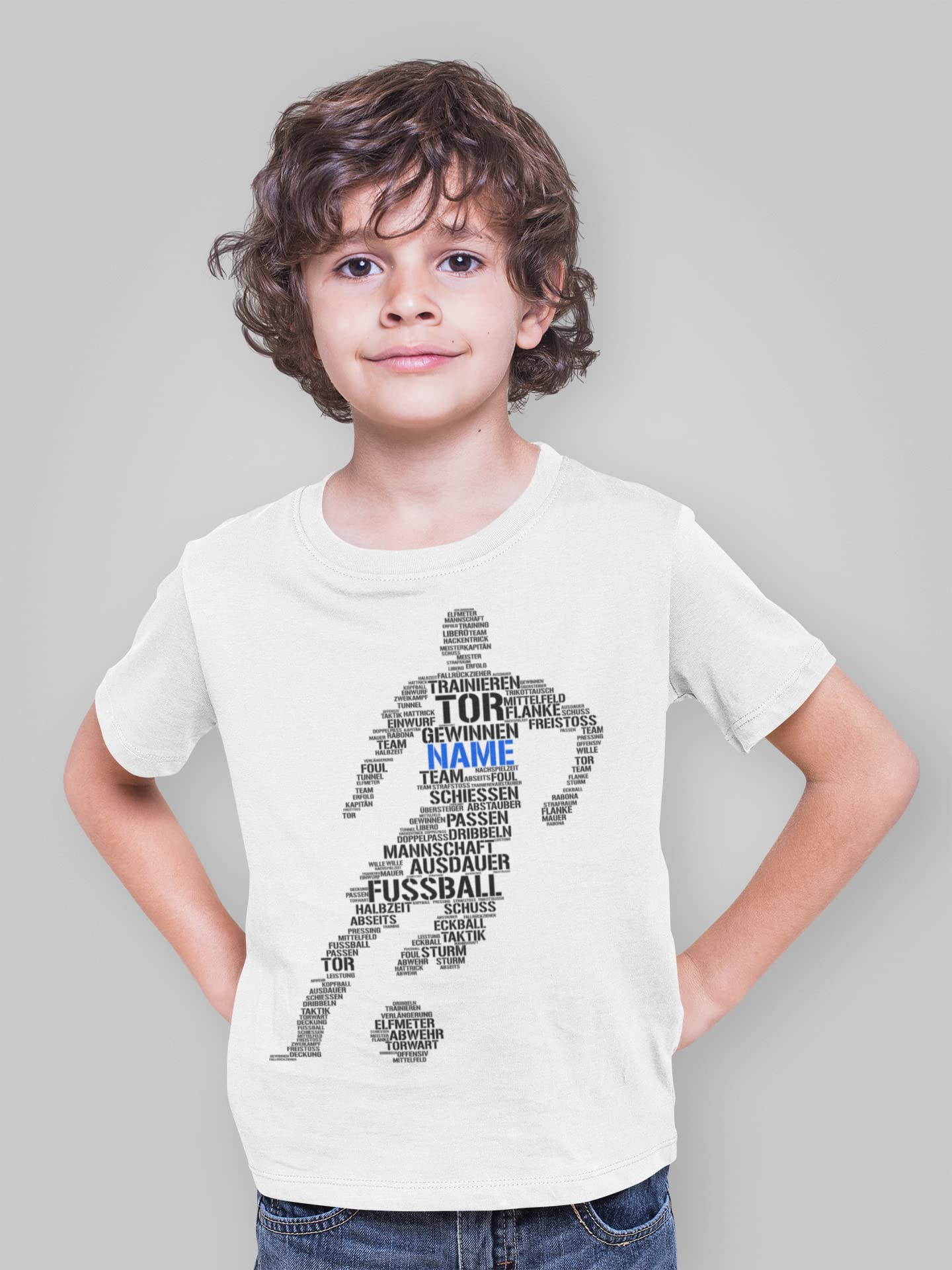 Personalisierbarer Fußballspieler, T-Shirt Fussball personalisiert, Word Art, Geburtstagsgeschenk für Fußballer