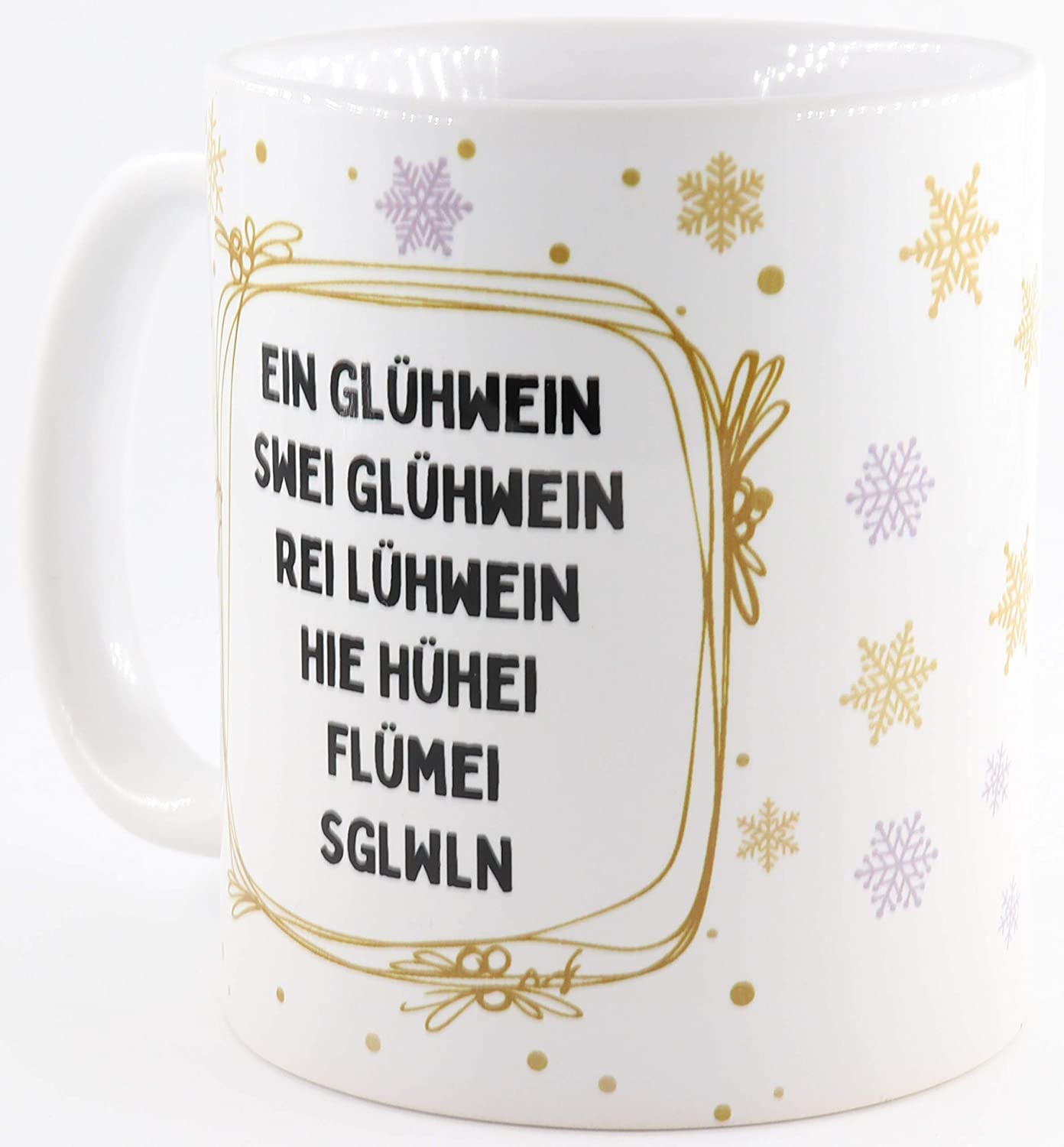 Glühwein Tasse mit Spruch EIN Glühwein, Swei Glühwein, Rei Lühwein, HIE Hühei, Flümei, SSGLWLN, Glühweintasse