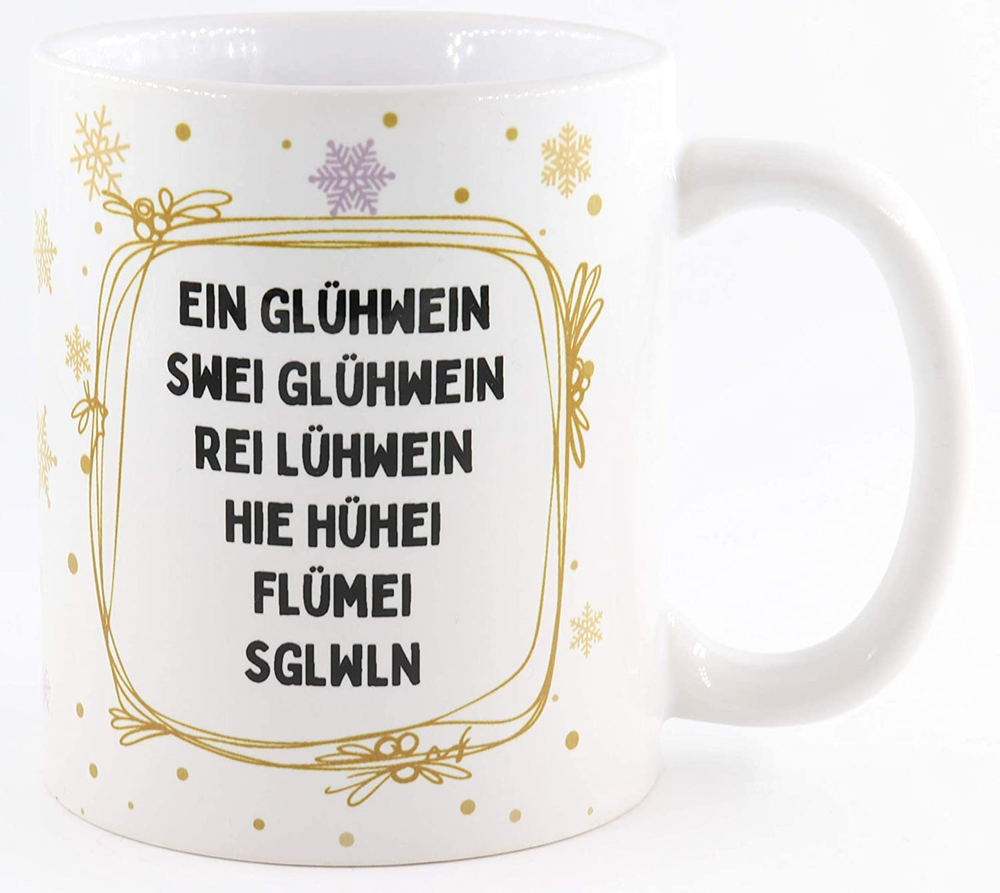 Glühwein Tasse mit Spruch EIN Glühwein, Swei Glühwein, Rei Lühwein, HIE Hühei, Flümei, SSGLWLN, Glühweintasse