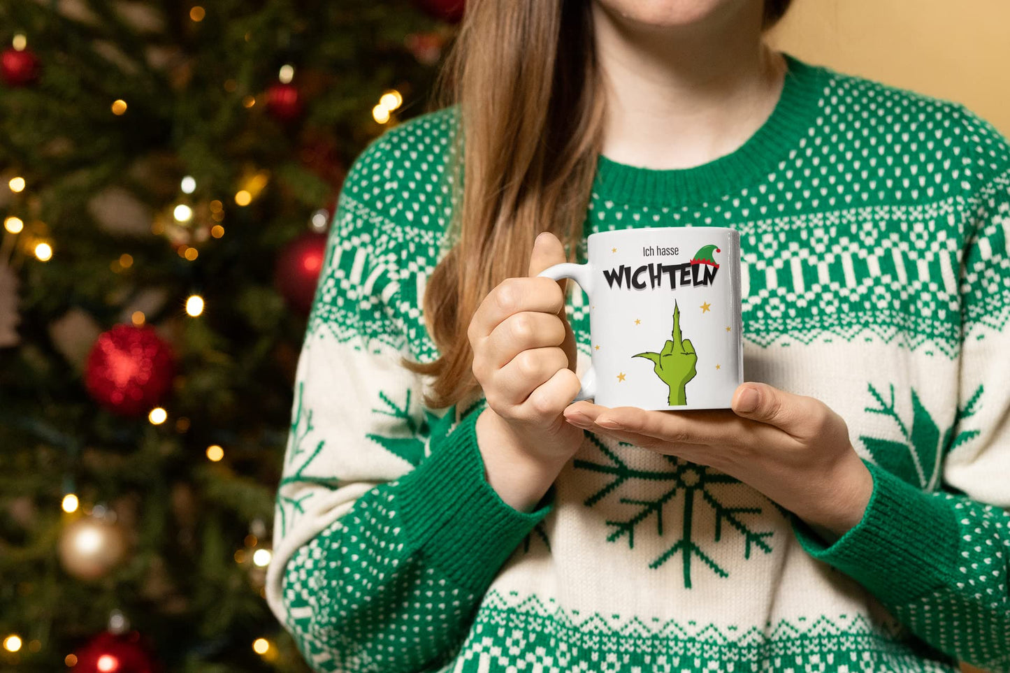 Wichtelgeschenk Tasse mit Spruch Ich hasse Wichteln, Weihnachtsfeier Weihnachten Geschenk Kollegen