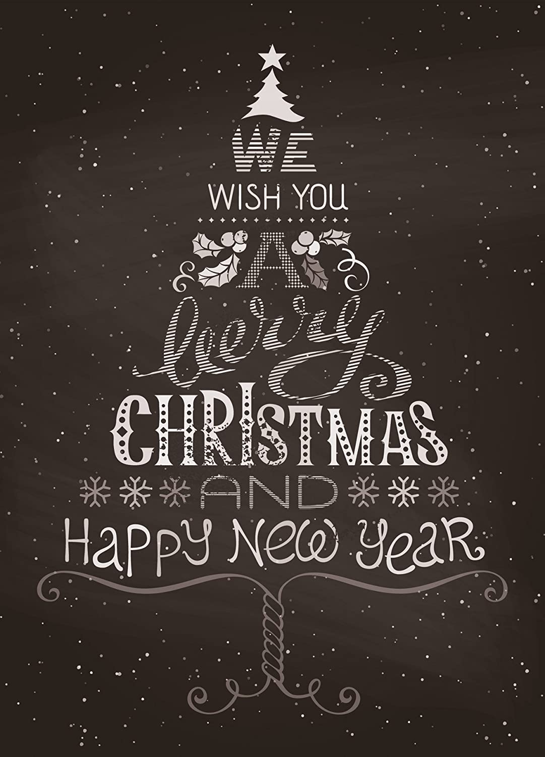 Weihnachtskarten-Set mit 20 Stück Weihnachtspostkarten, 4 Motive jeweils 5 Postkarten, Grußkarten Schwarz/Weiss, Kreide-Typographie, Merry Christmas