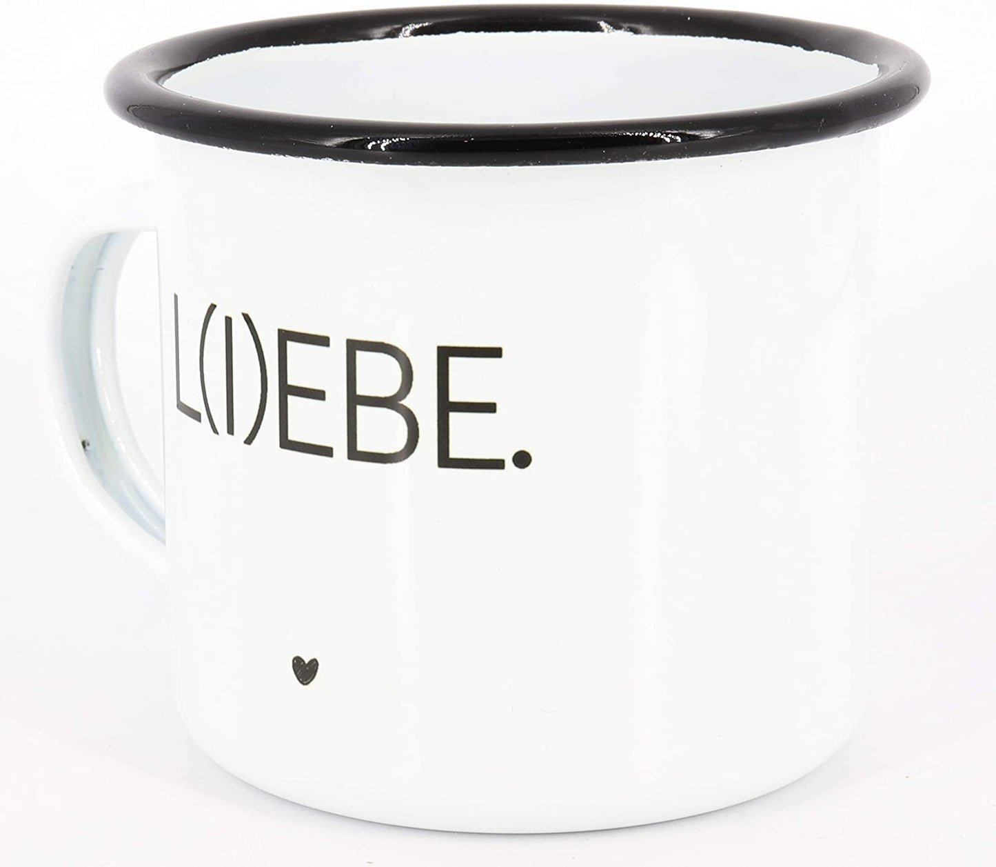 Emaille Tasse L(i) ebe, Geschenk, Edelstahl-Becher, Metall-Tasse, Campingbecher, Kaffeetasse