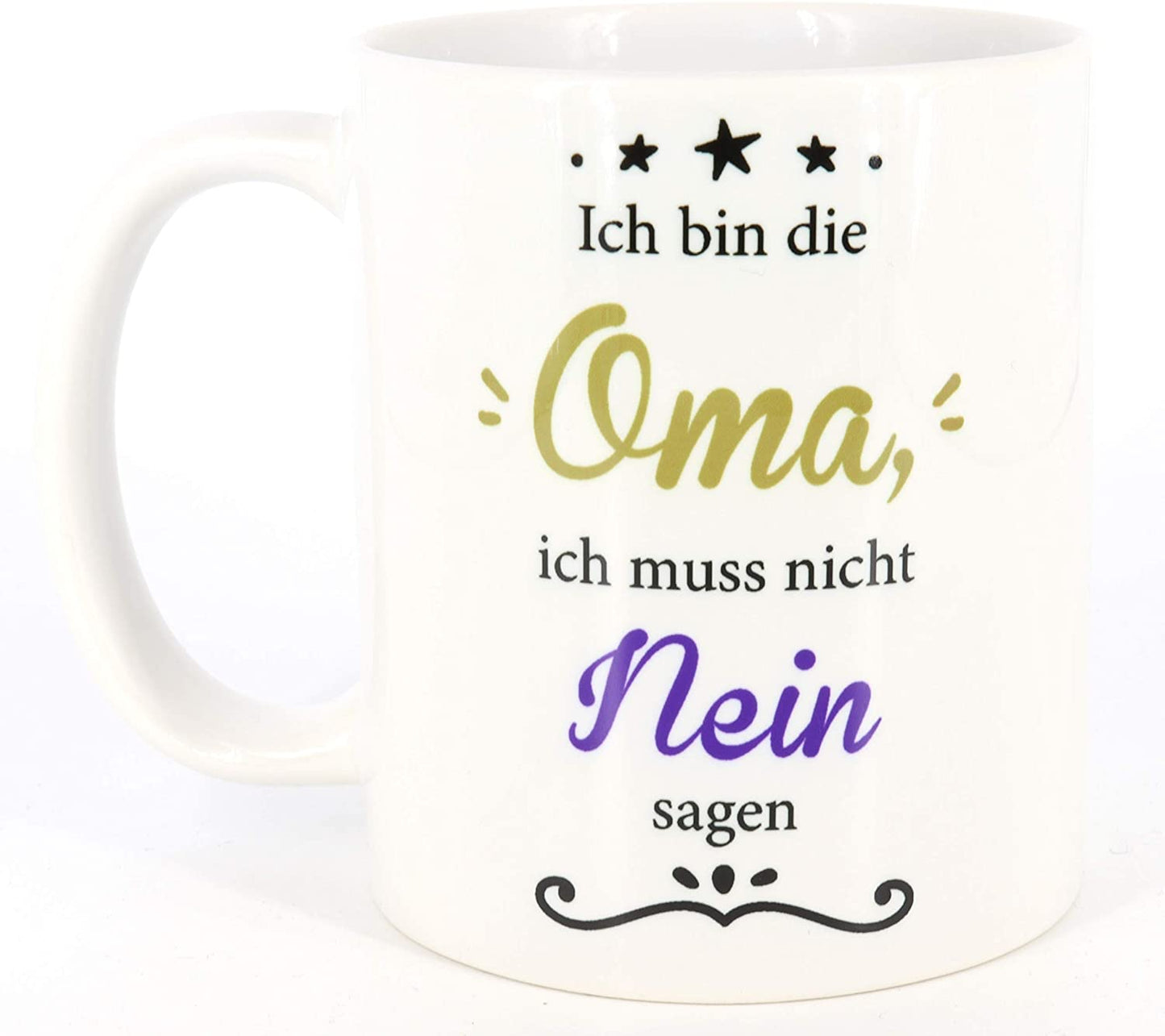 PICSonPAPER Tasse mit Spruch Ich Bin die Oma, Ich muss Nicht Nein Sagen, Kaffeetasse, Keramiktasse, Tasse Oma ist die Beste