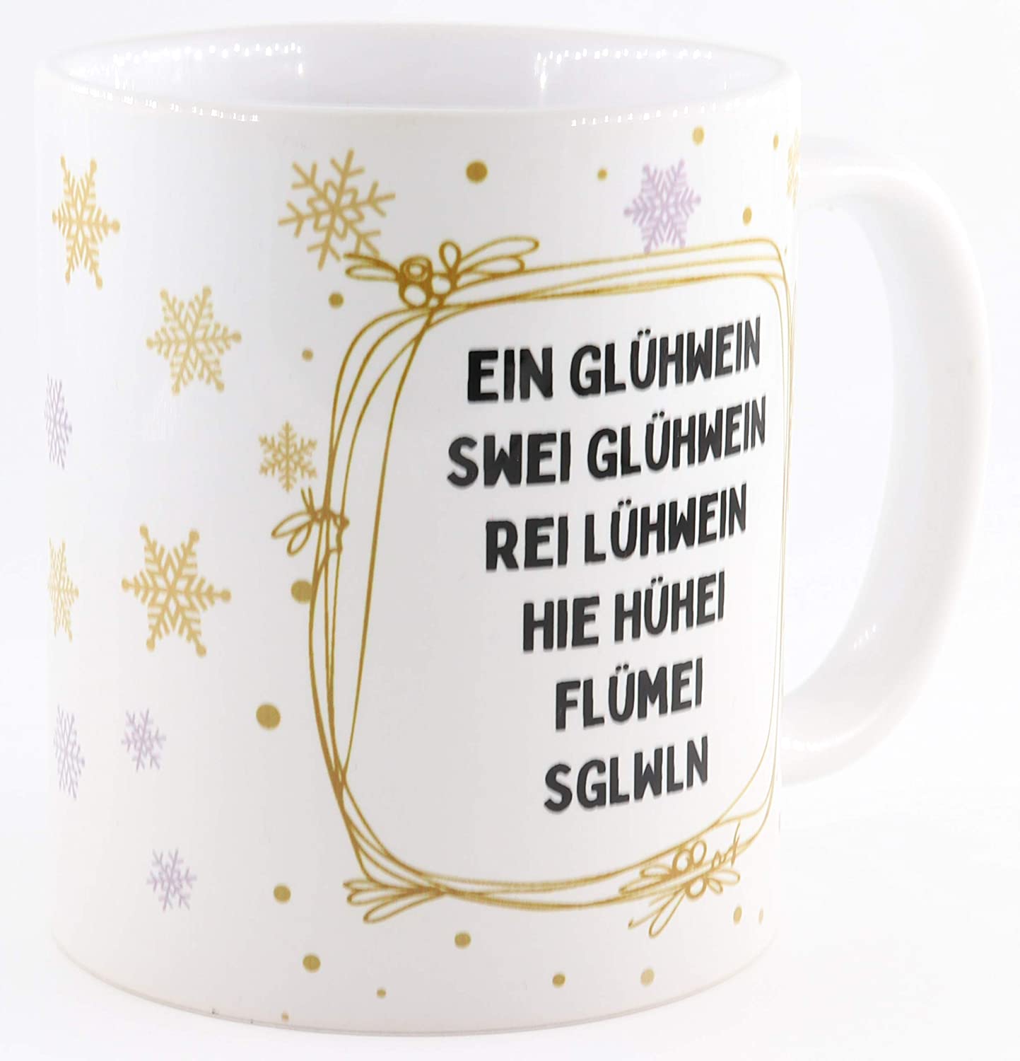 Glühwein Tasse mit Spruch EIN Glühwein, Swei Glühwein, Rei Lühwein, HIE Hühei, Flümei, SSGLWLN, Glühweintasse