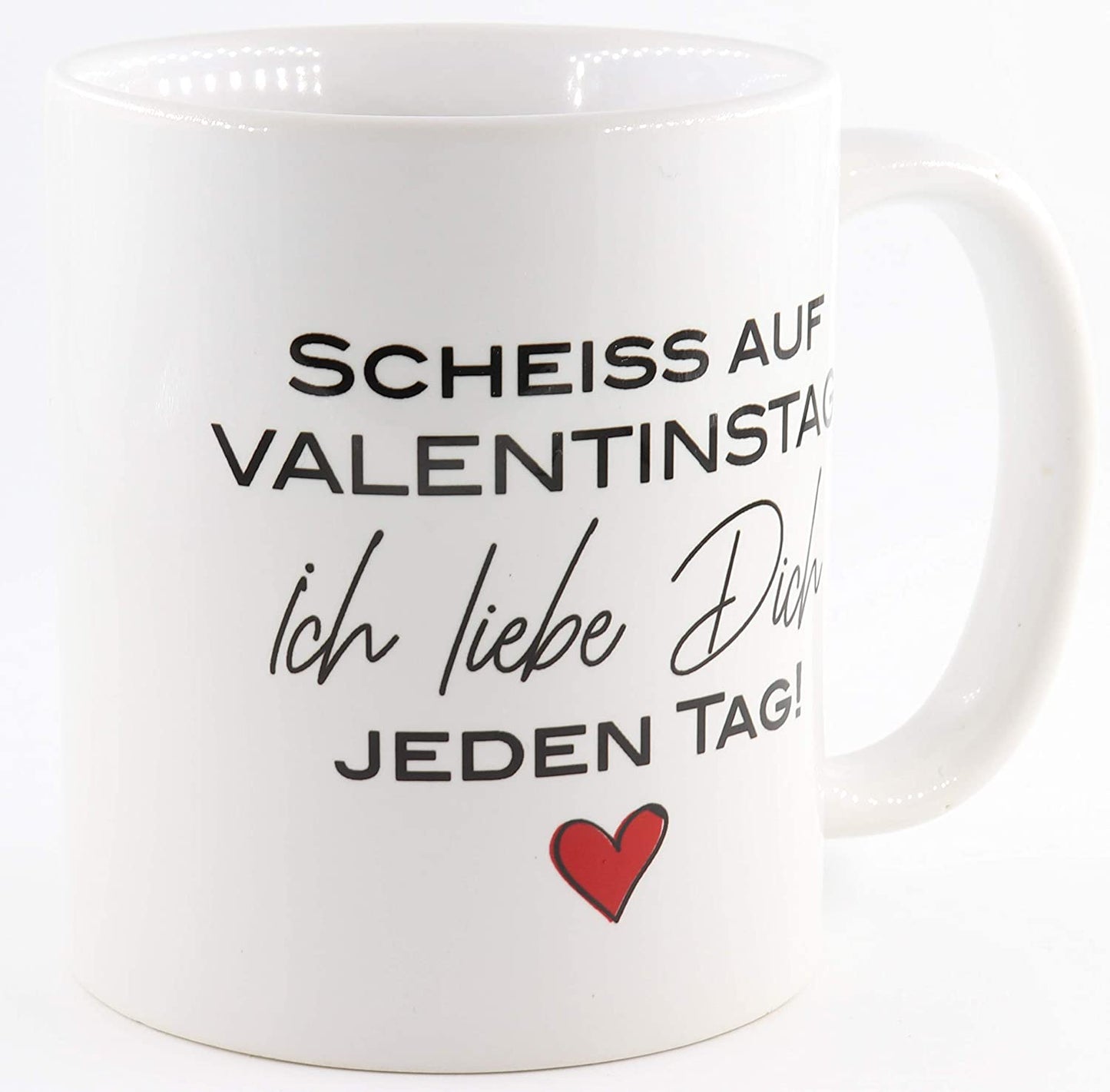 PICSonPAPER Tasse Scheiss auf Valentinstag, Valentinstagsgeschenk für Sie und Ihn, Kaffeetasse, Keramiktasse