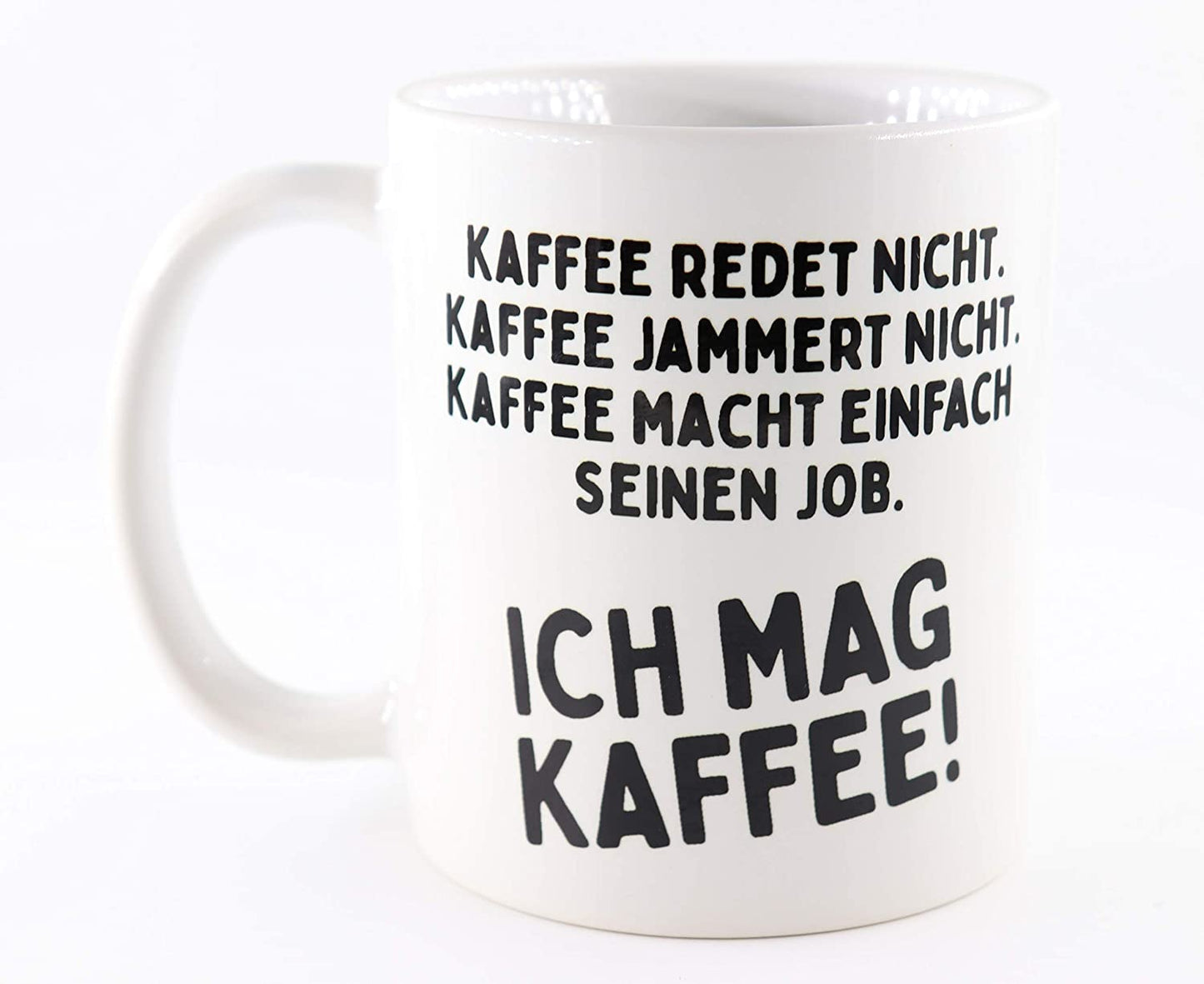 PICSonPAPER Tasse mit Spruch Kaffee redet Nicht, Geschenk, Kaffeetasse, Keramiktasse, Tasse mit Grafik (Mag Kaffee)