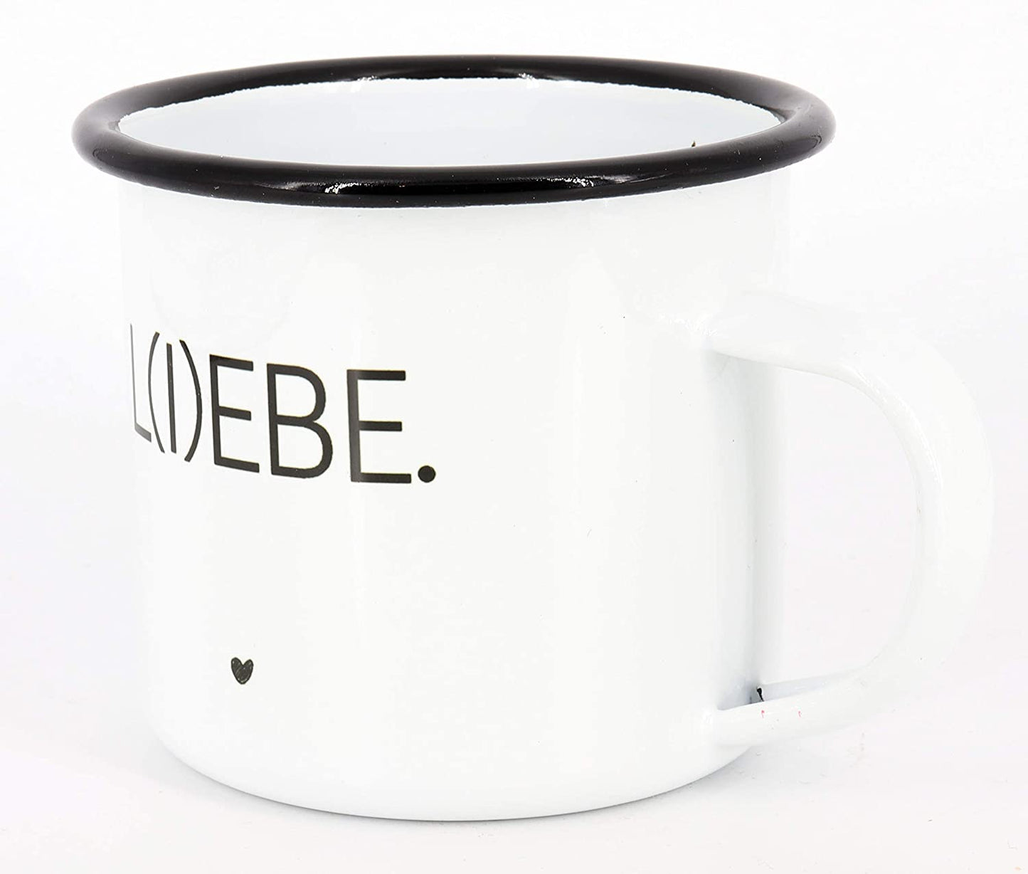 Emaille Tasse L(i) ebe, Geschenk, Edelstahl-Becher, Metall-Tasse, Campingbecher, Kaffeetasse