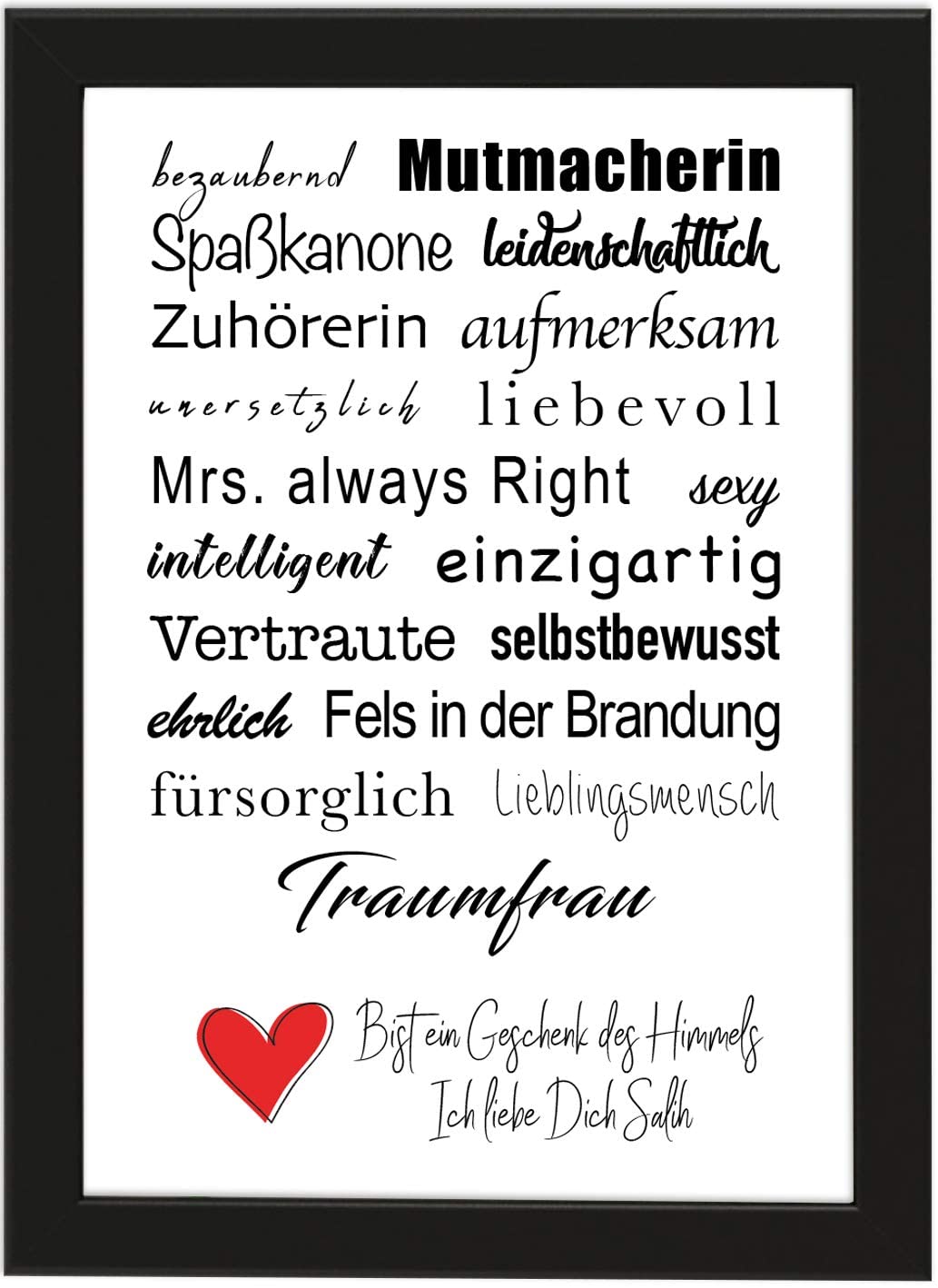 PICSonPAPER Personalisiertes Geschenk Poster DIN A4 gerahmt mit schwarzem Bilderrahmen, Geburtstag, Poster mit Rahmen, Weihnachten, Personalisierbares Poster