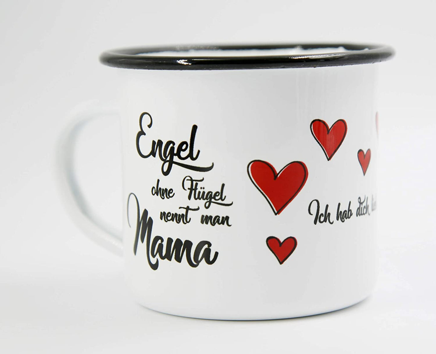PICSonPAPER Personalisierbare Emaille Tasse Engel ohne Flügel nennt Man Mama, Muttertag, Edelstahl-Becher, Metall-Tasse, Geschenkidee