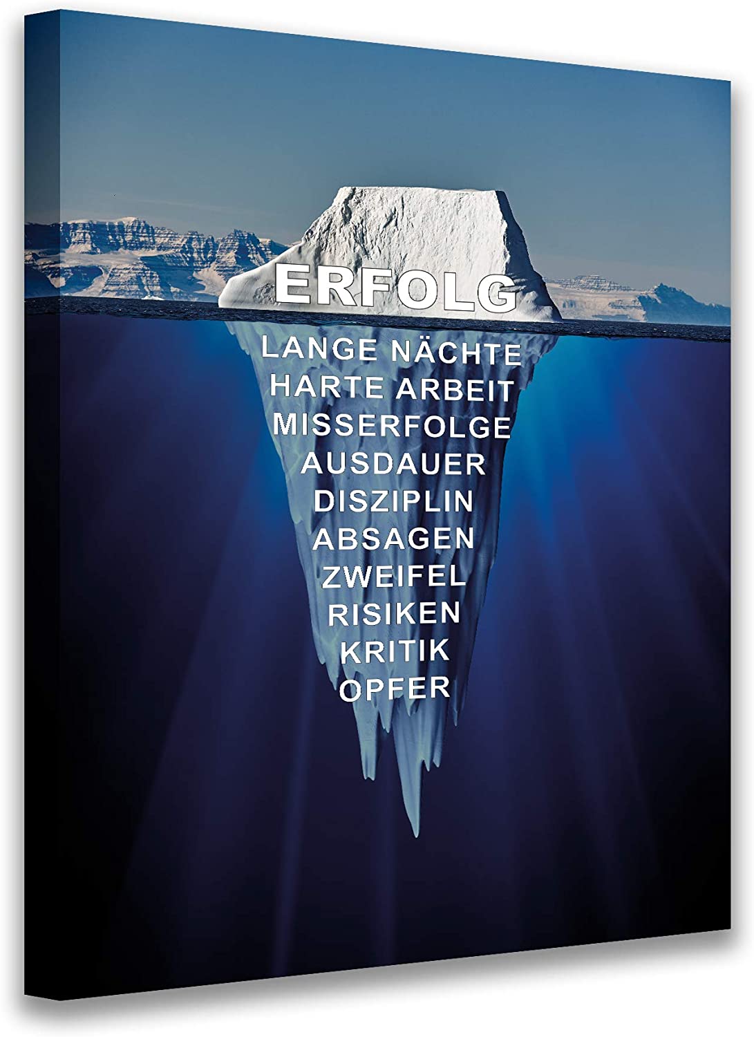 PICSonPAPER Leinwandbild 70 cm x 100 cm, Eisberg des Erfolgs, Geschenk, Motivationsposter, Motivations-Leinwand, Kunstdruck, Motivationsbild, Startup, Entrepreneur (70 cm x 100 cm)