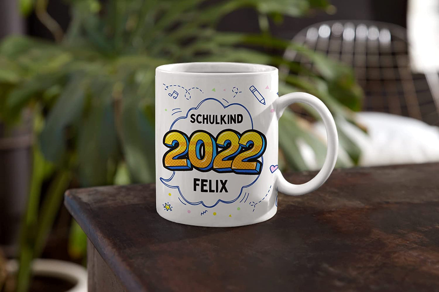 Schulkind 2022 Tasse personalisiert mit Namen, Namenstasse, persönliche Geschenke zur Einschulung