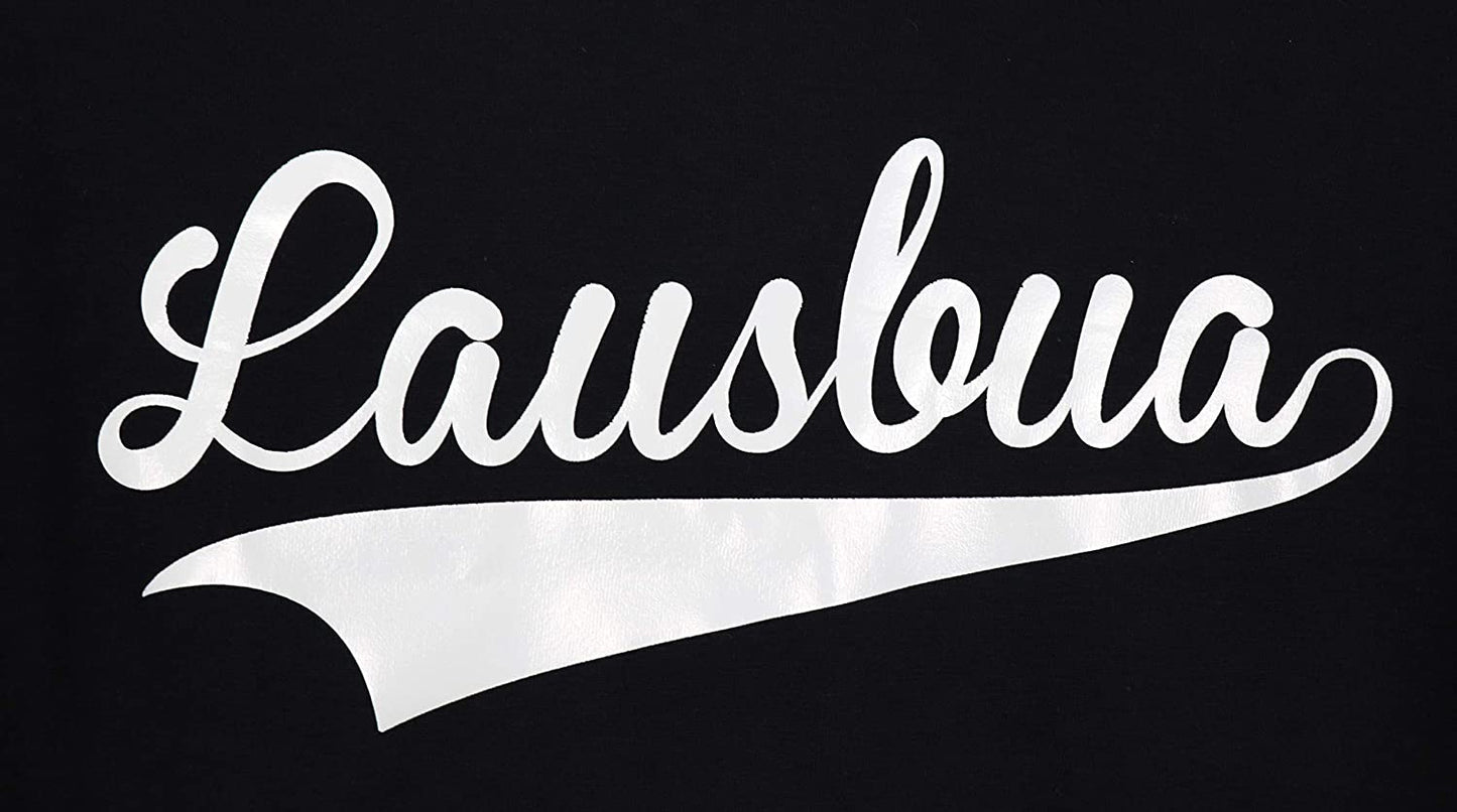 Schwarzes T-Shirt mit weissem Aufdruck Lausbua, Bayrisch Boarisch Bayern Dialekt, freche bayerische Buben (L)