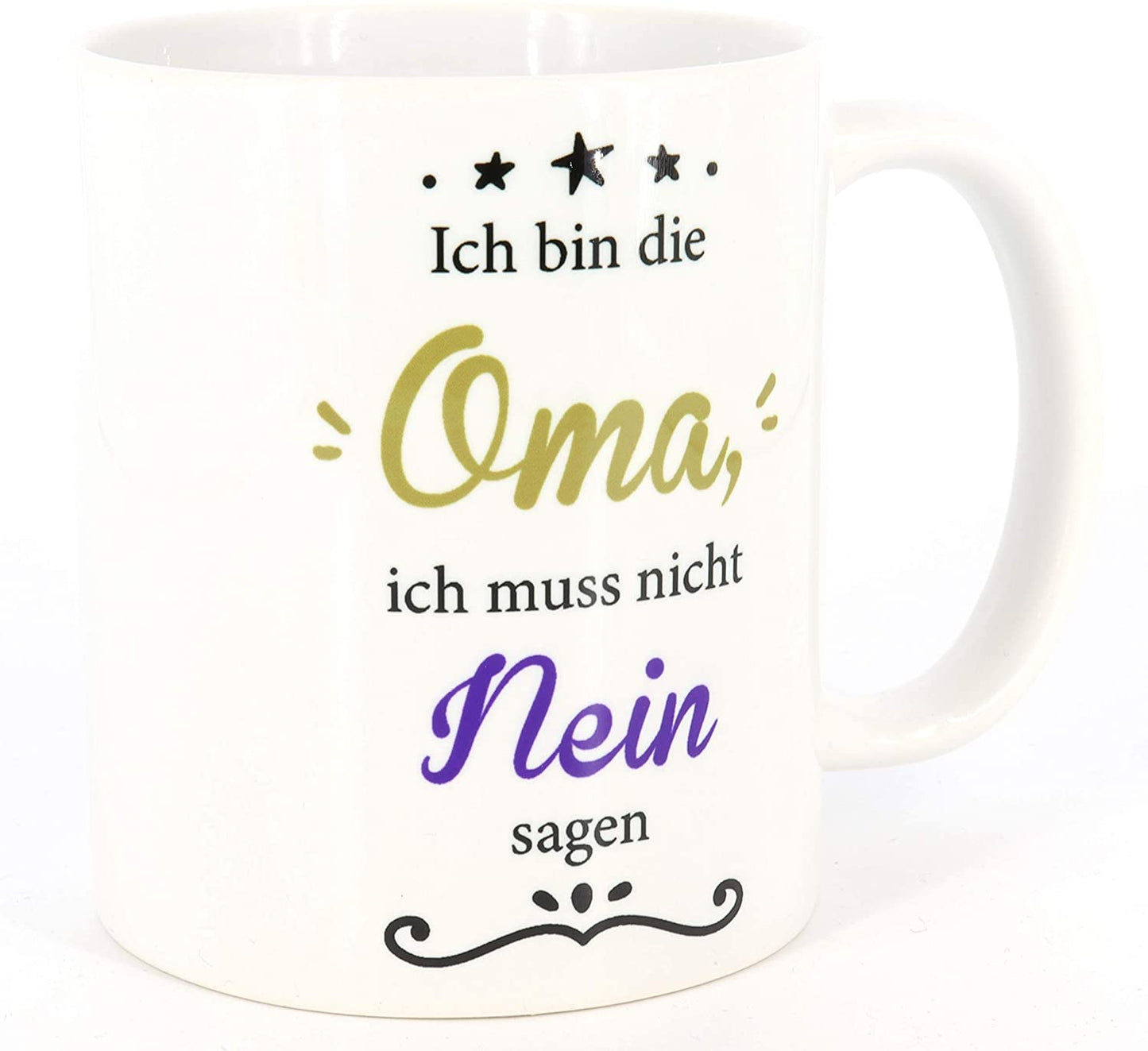 PICSonPAPER Tasse mit Spruch Ich Bin die Oma, Ich muss Nicht Nein Sagen, Kaffeetasse, Keramiktasse, Tasse Oma ist die Beste