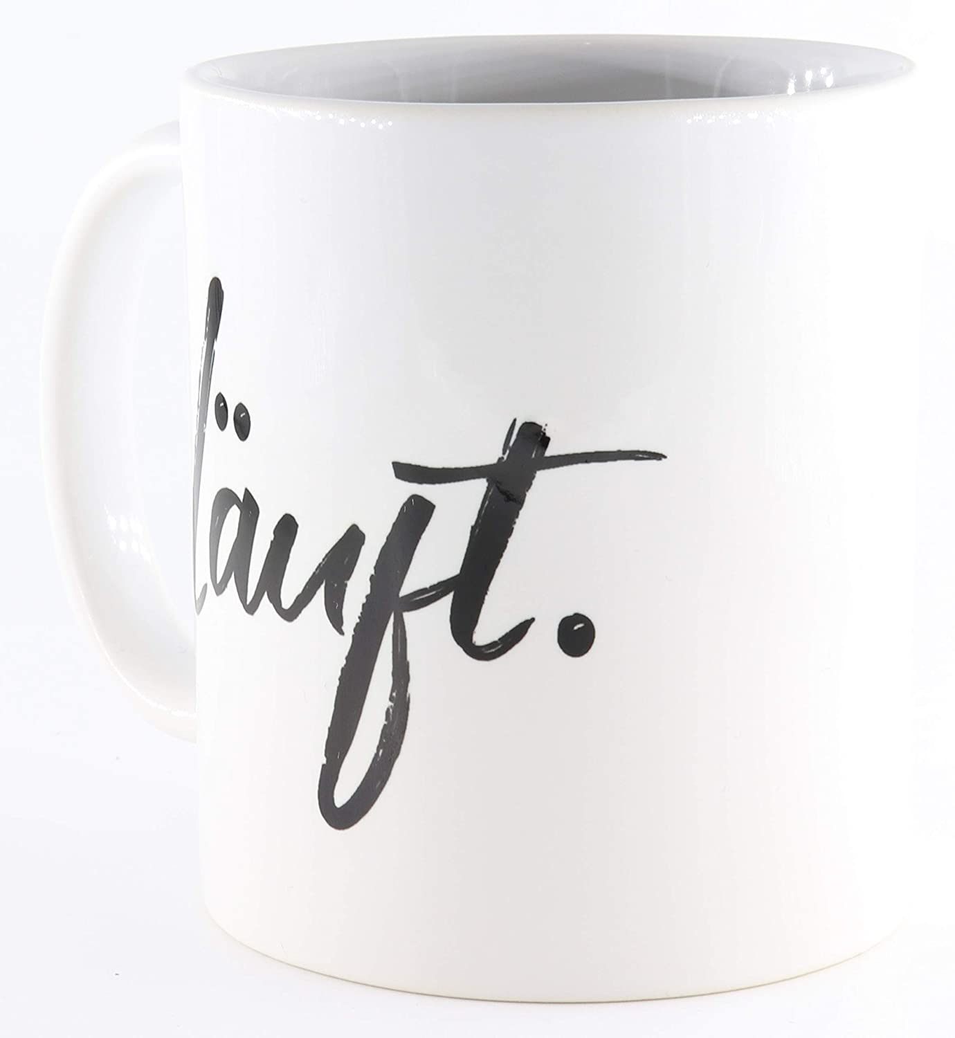 Deqosy Tasse mit Spruch Läuft, Kaffeetasse, Keramiktasse, Tasse mit lustigem Spruch, Gute Laune Motivation