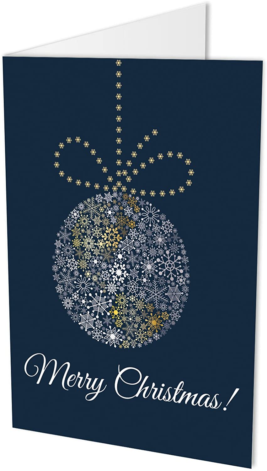 10 Weihnachtskarten (Klappkarten) und 10 hochwertige, haftklebende Umschläge, Merry Christmas