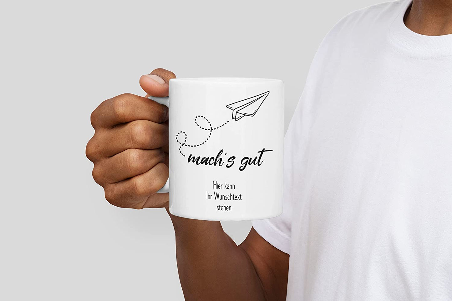 Abschied Tasse personalisiert mit eigenem Wunschtext, personalisierte Tasse mach's gut, Tasse Abschied Kollegin