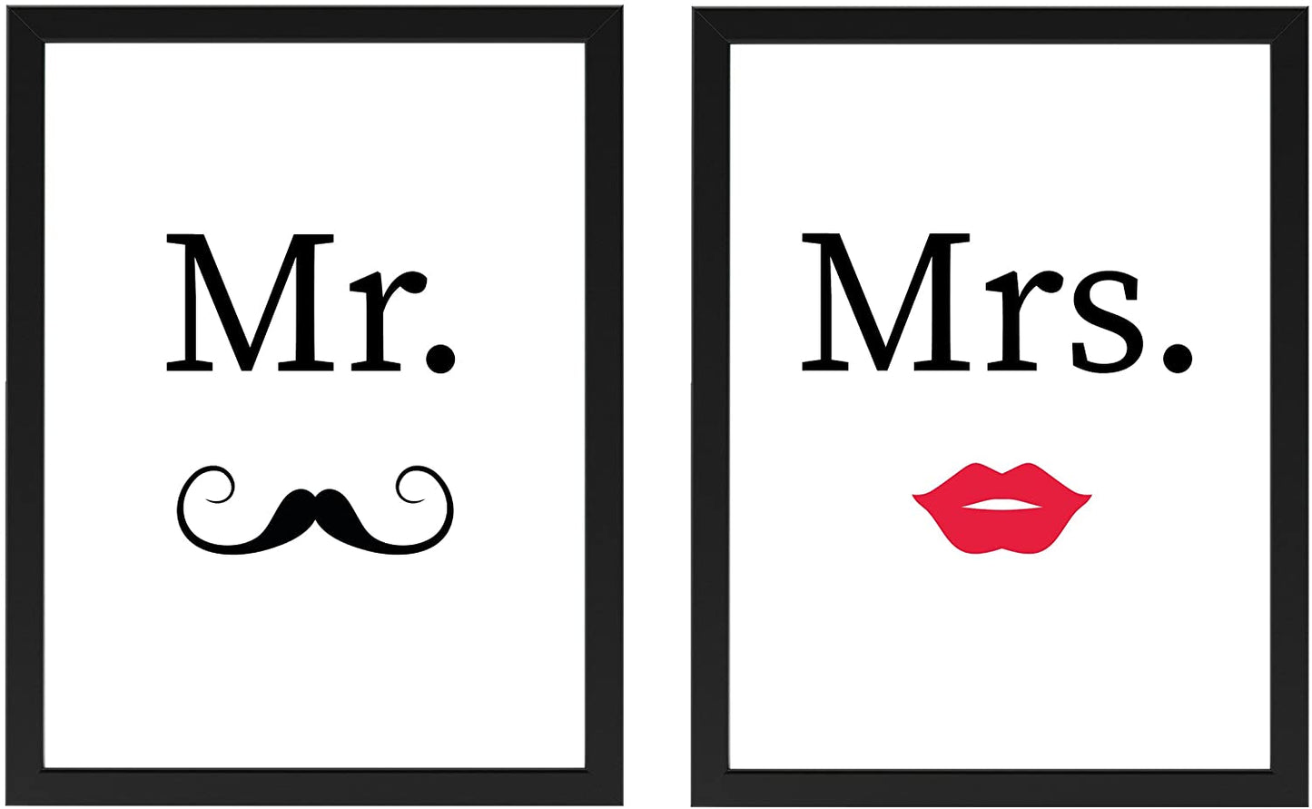 PICSonPAPER Poster 2er-Set Mr. Right & Mrs. Always Right, ungerahmt DIN A4, Dekoration, Kunstdruck, Wandbild, Schlafzimmerdeko, Typographie, Geschenk zur Hochzeit
