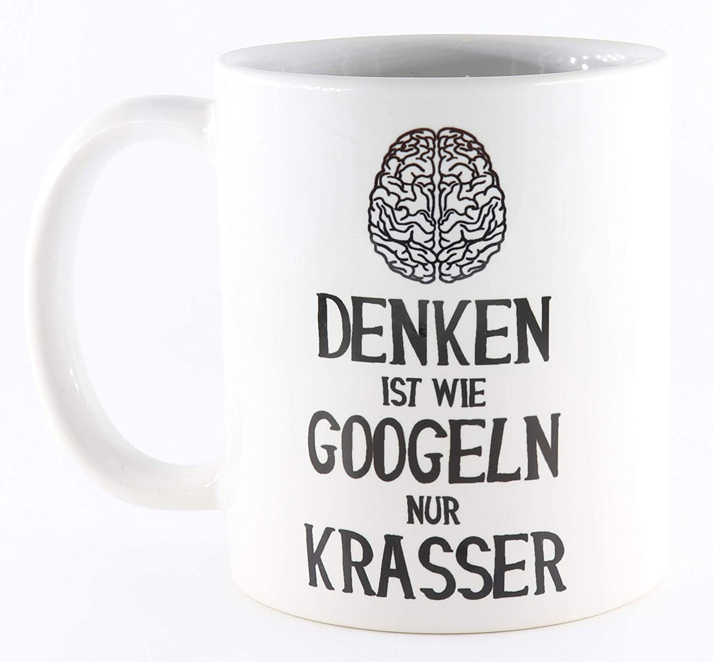 PICSonPAPER Tasse Denken ist wie Googeln nur krasser, Gehirn, Use Your Brain, Kaffeetasse, Keramiktasse