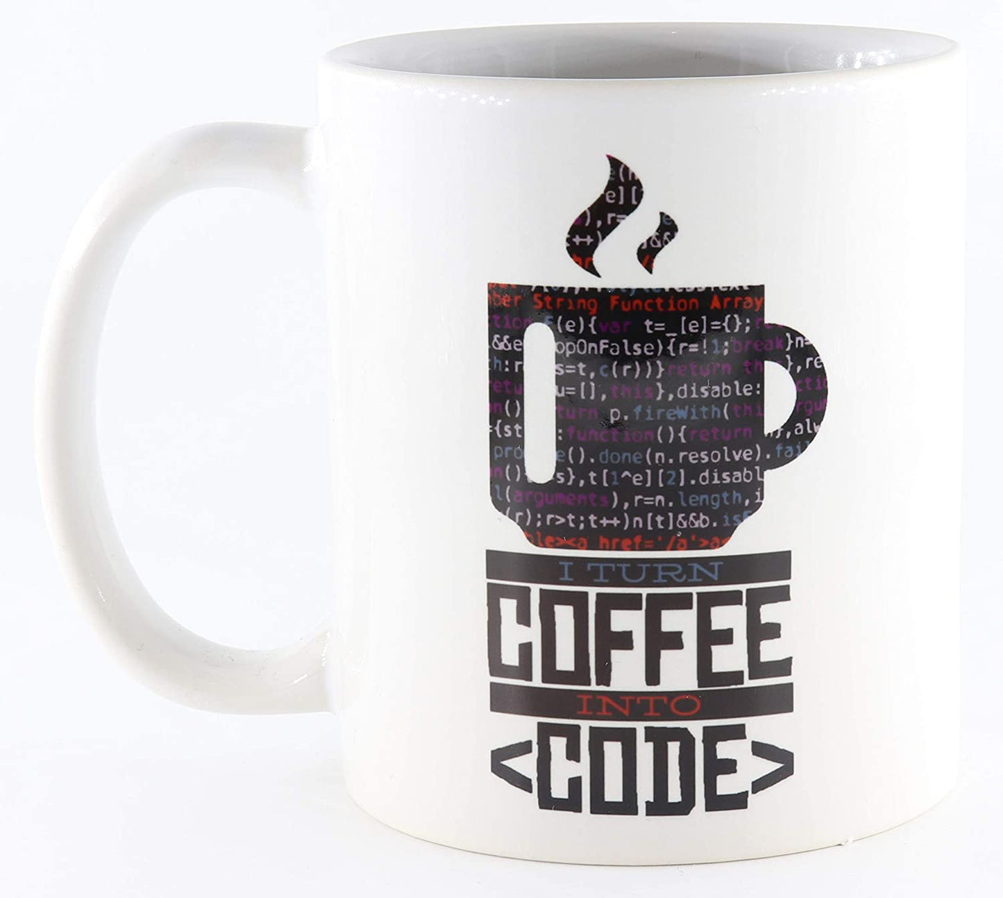 PICSonPAPER Tasse mit Spruch I Turn Coffee into Code, Kaffeetasse, Keramiktasse, Tasse mit lustigem Spruch, Nerd-Tasse, Tasse für Programmierer, Tasse für Computerfreaks