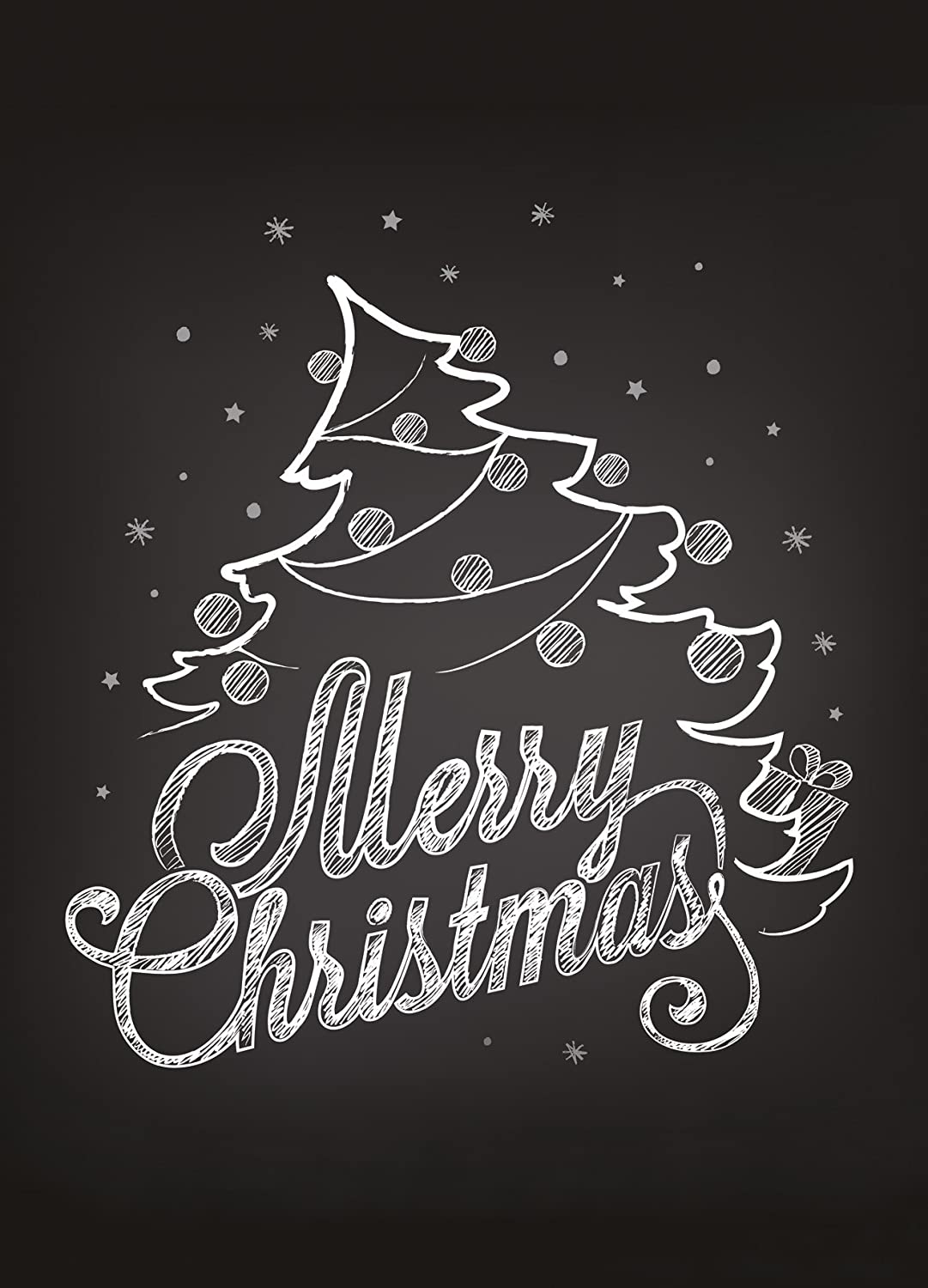 Weihnachtskarten-Set mit 20 Stück Weihnachtspostkarten, 4 Motive jeweils 5 Postkarten, Grußkarten Schwarz/Weiss, Kreide-Typographie, Merry Christmas