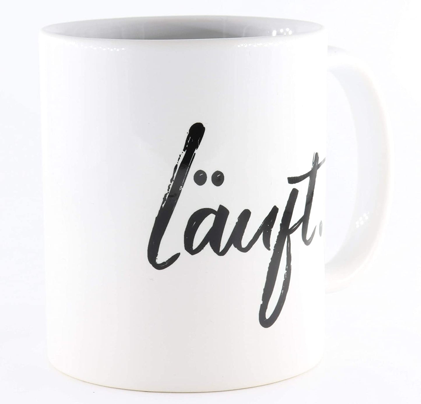 Deqosy Tasse mit Spruch Läuft, Kaffeetasse, Keramiktasse, Tasse mit lustigem Spruch, Gute Laune Motivation